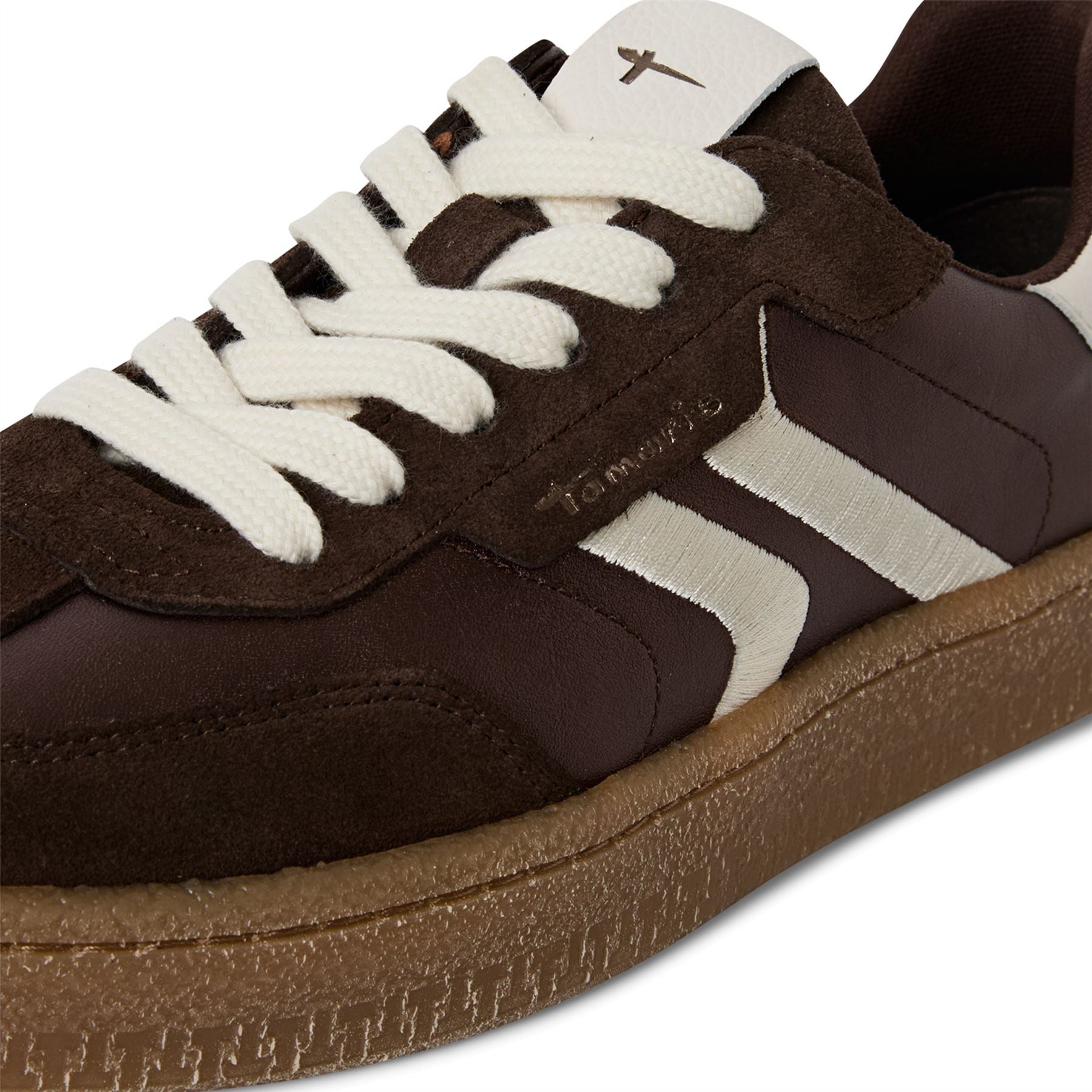 Tamaris Womens Brown White Suede Leather Fashion Lace Up Sneakers