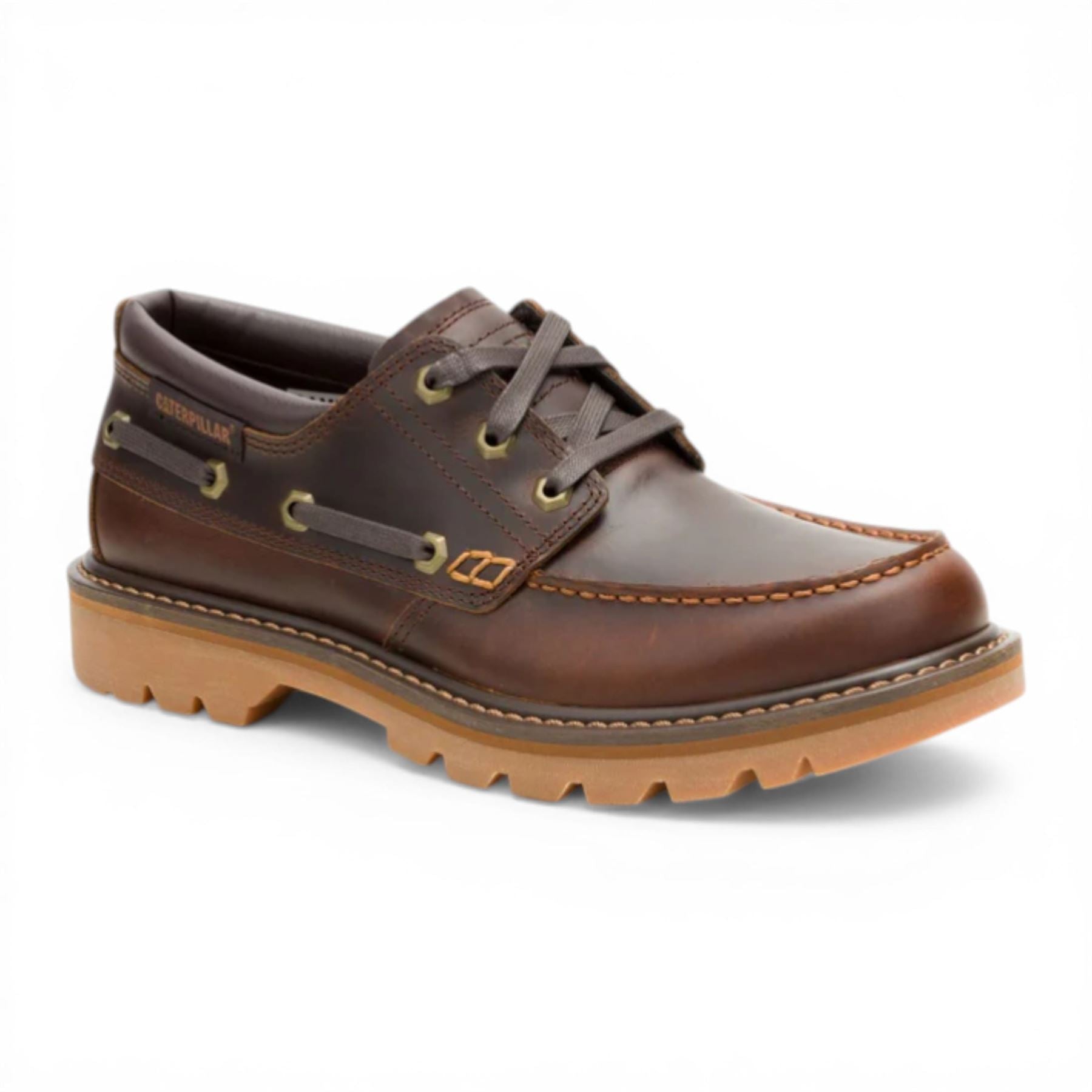 CAT (Caterpillar) Mens Tan Brown Leather Low-Cut Boots - Colorado Boat Lo