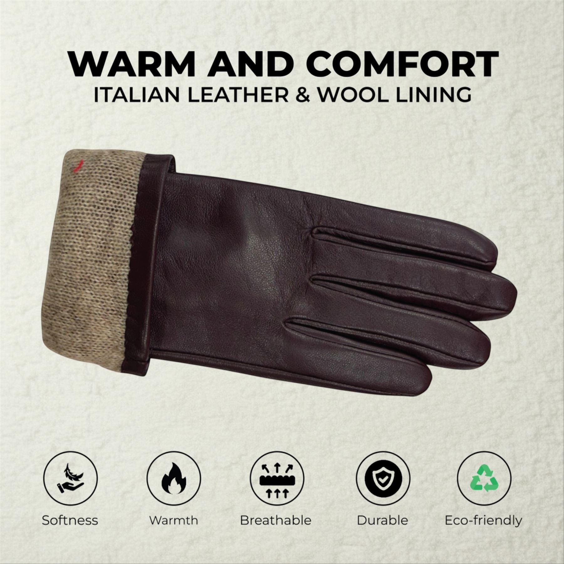 Womens Italian Leather Winter Bow Design Soft Wool Lining Gloves - L-GLV-401