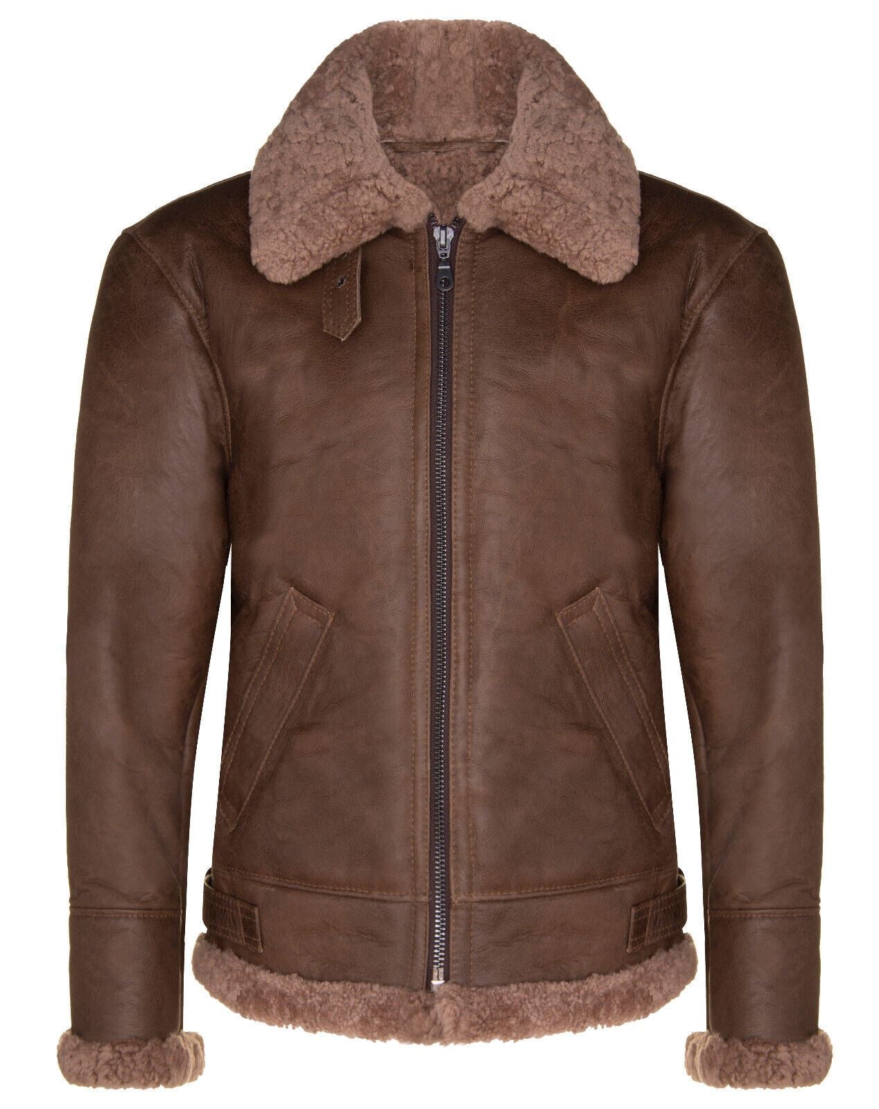 Mens Sheepskin Leather B3 Flying Aviator Aviator Jacket-Hessle