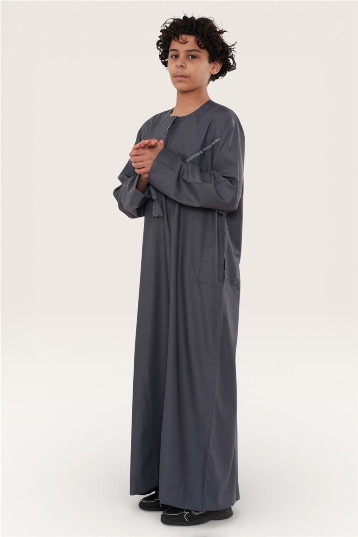 Kids Boys Moroccan Embroidered Djellaba Islamic Jubba Robe Tassel Ramadan Thobe