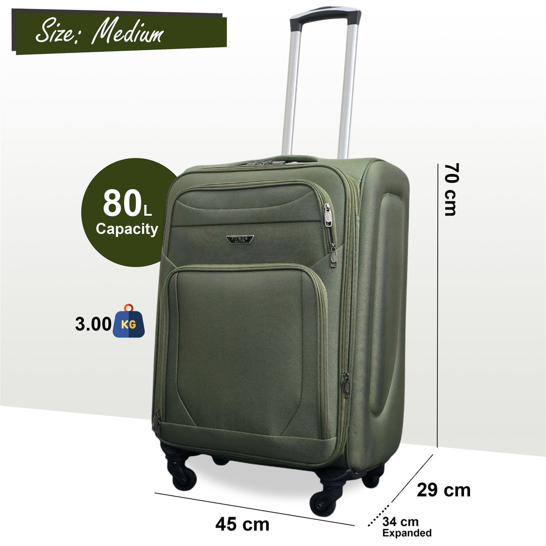 Nagoya Medium Soft Shell Suitcase in Khaki