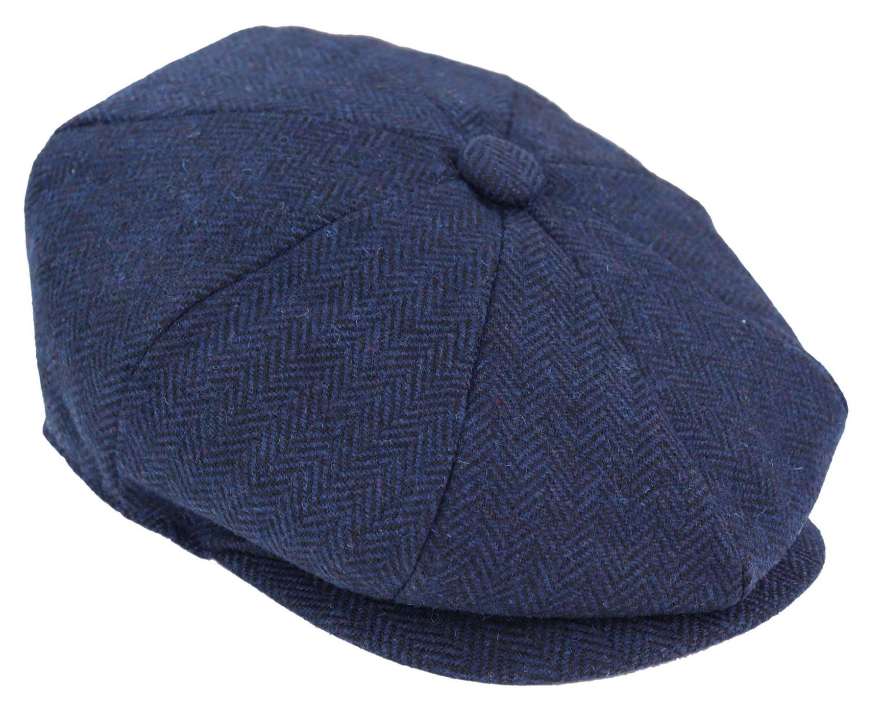 Mens Peaky Blinders Tweed Gatsby Flat Baker Hat With Razor Blade