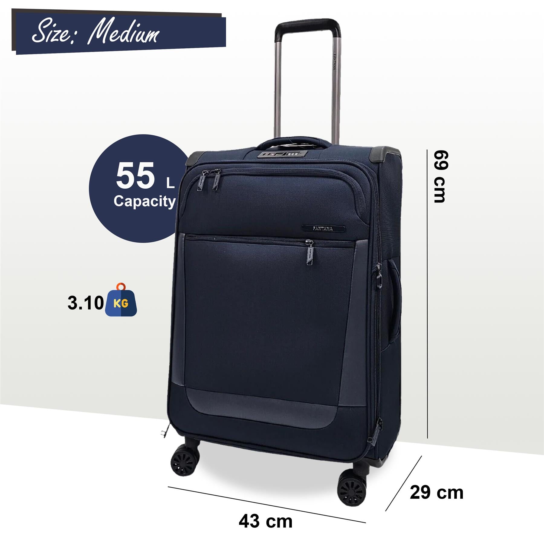 Lightweight 4 Wheel Luggage Suitcase