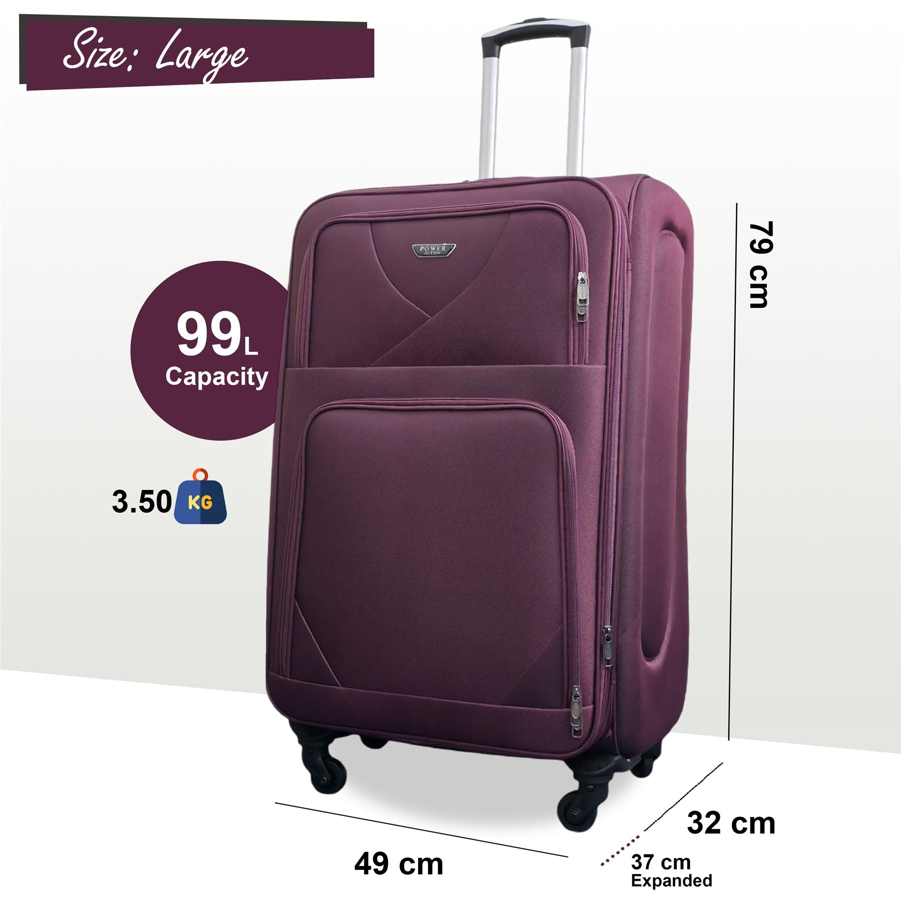 Nagoya Large Soft Shell Suitcase in Purple