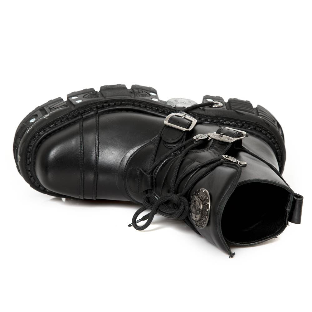 New Rock M-TANK007-S1 Black Leather Gothic Combat Platform Ankle Boots