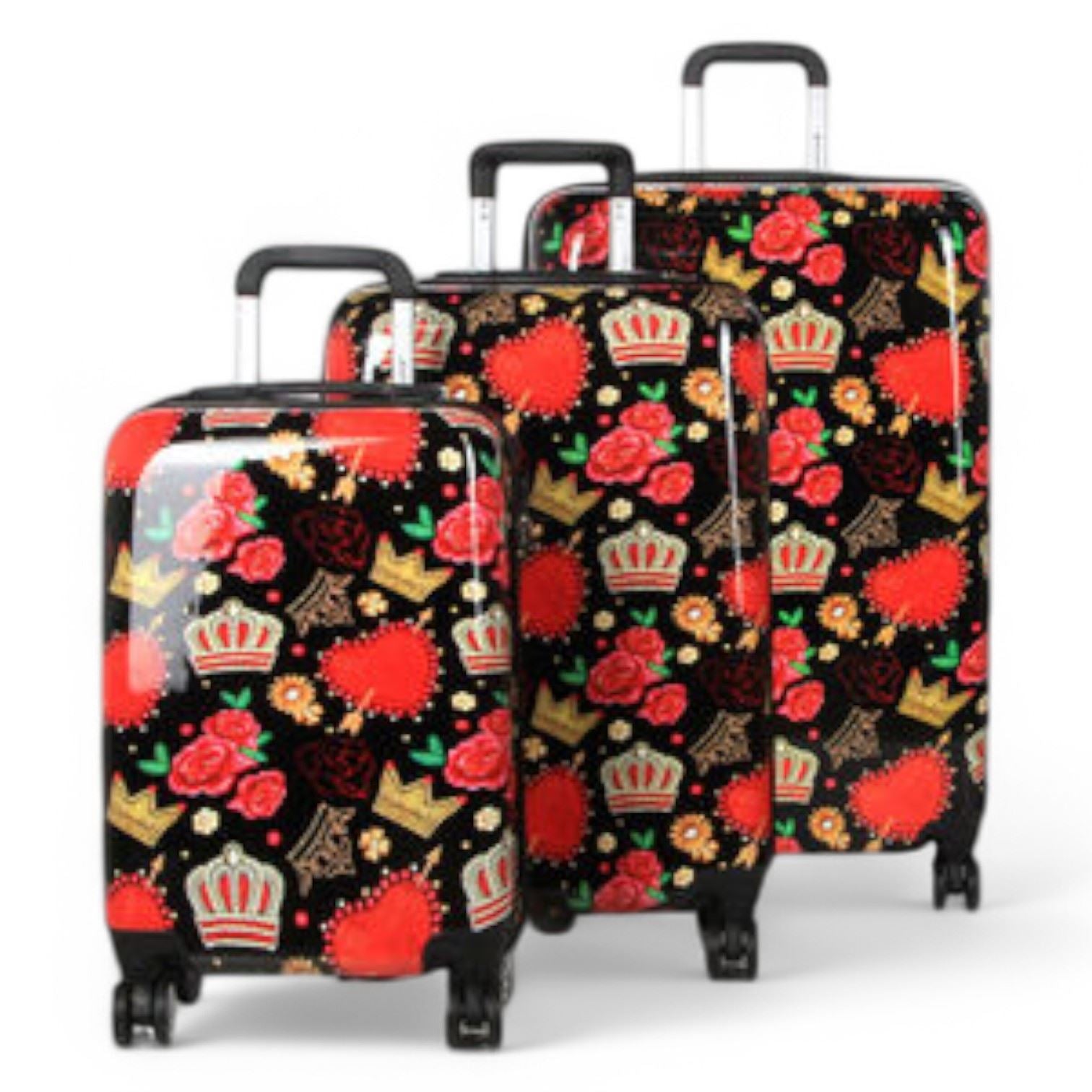 Ballina Set of 3 Hard Shell Suitcase in Black Queen Rosses