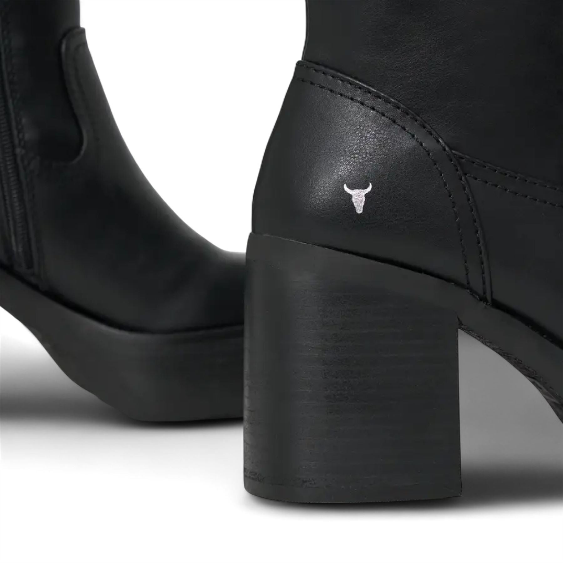 Windsorsmith Womens Black Faux Leather Knee-High Platform Heel Boots - Niche