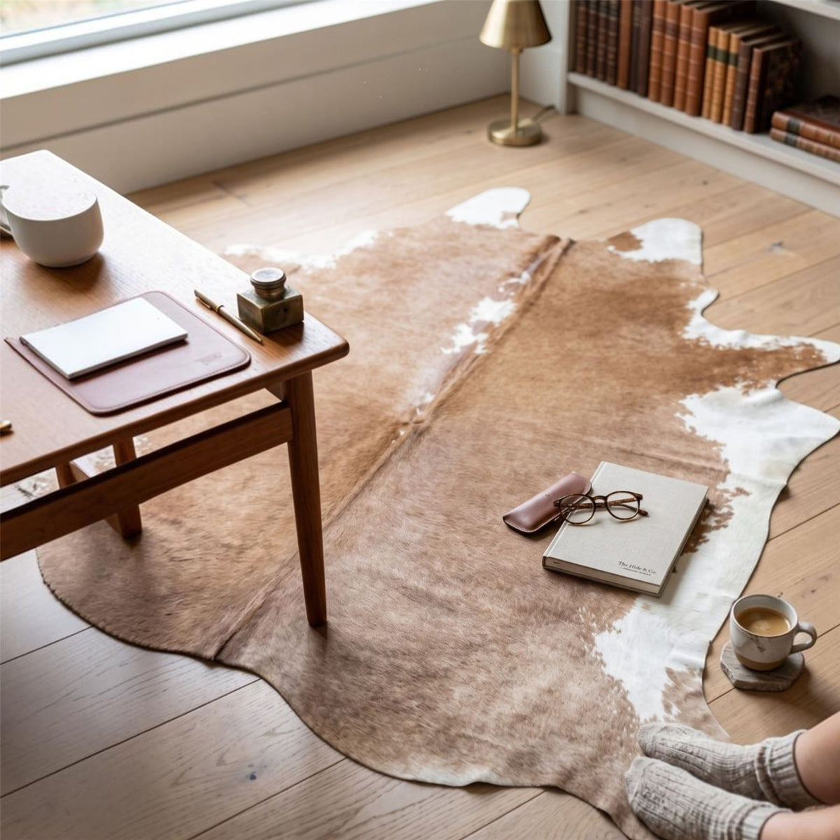 Natural Cow Leather Cowhide Hairon Rug - Hereford