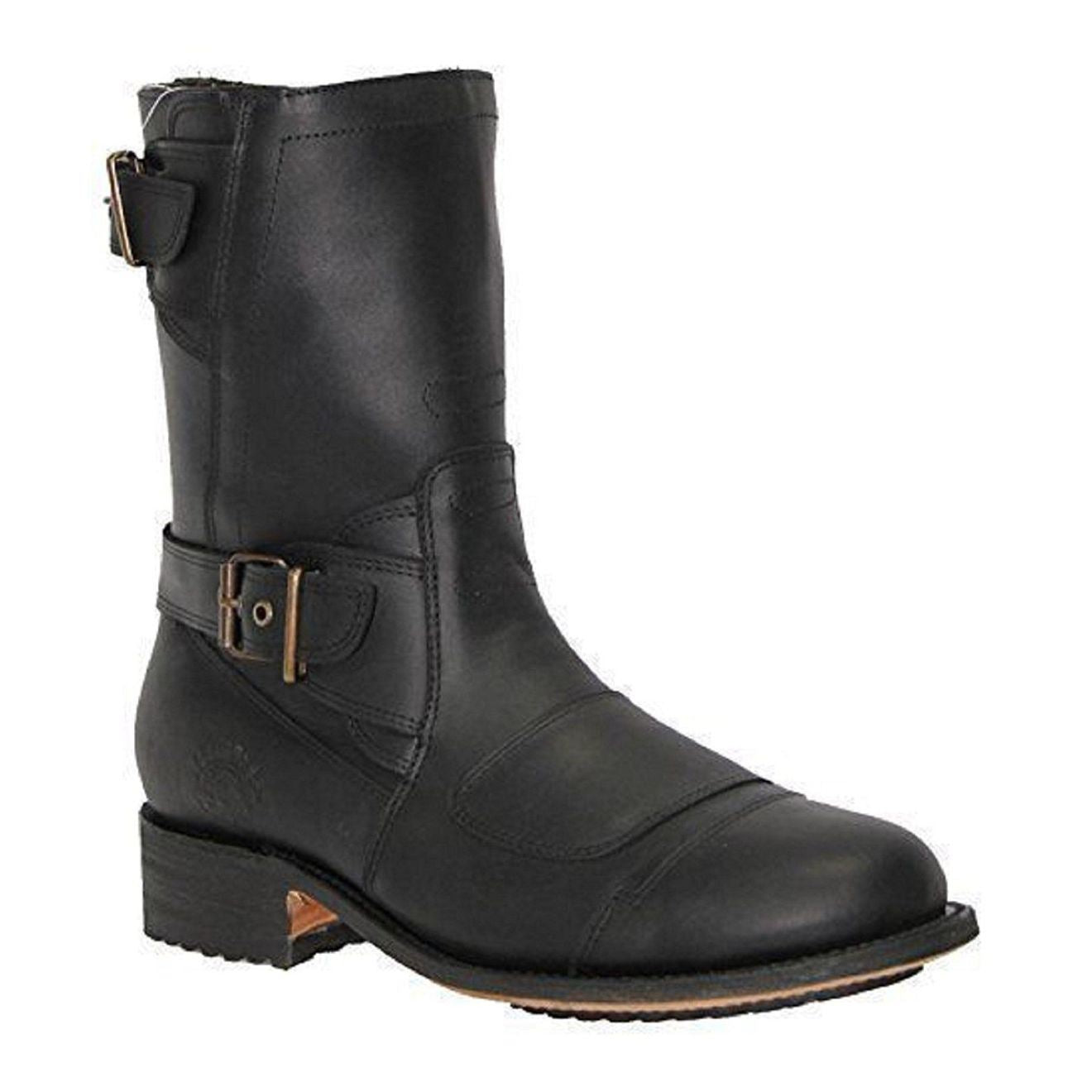 Grinders Mens Black Leather Cowboy Boots-Route 66