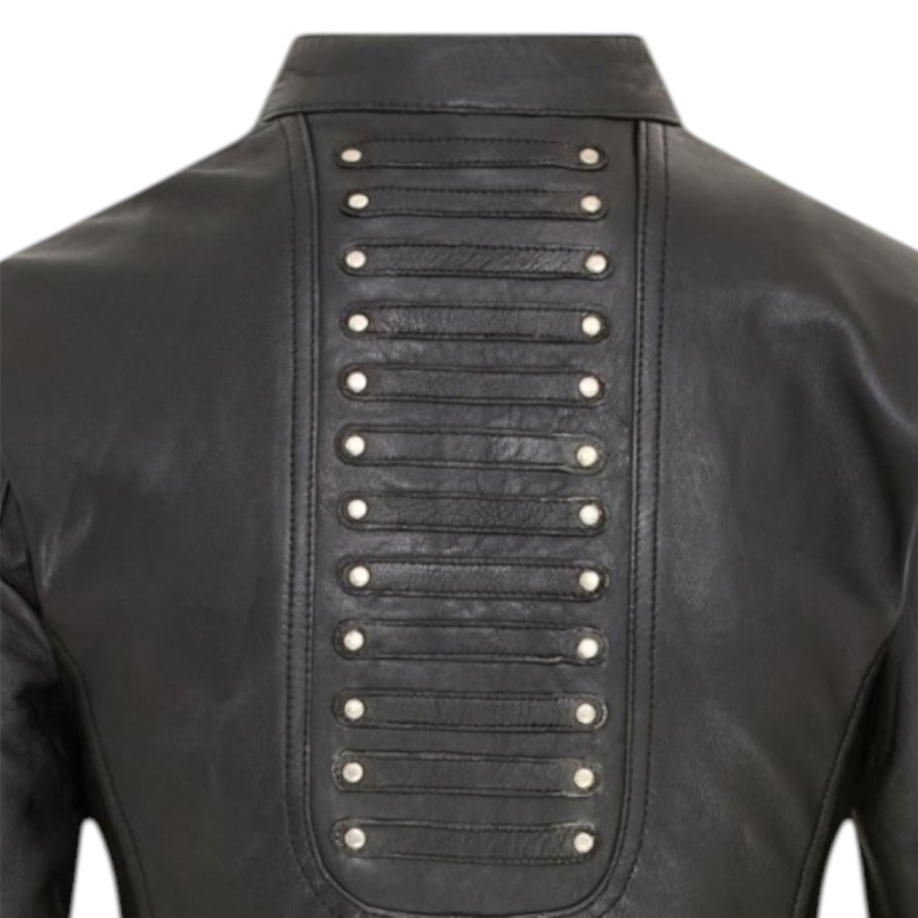 Womens Goth Leather Victorian Studded Flare Coat- Ribet