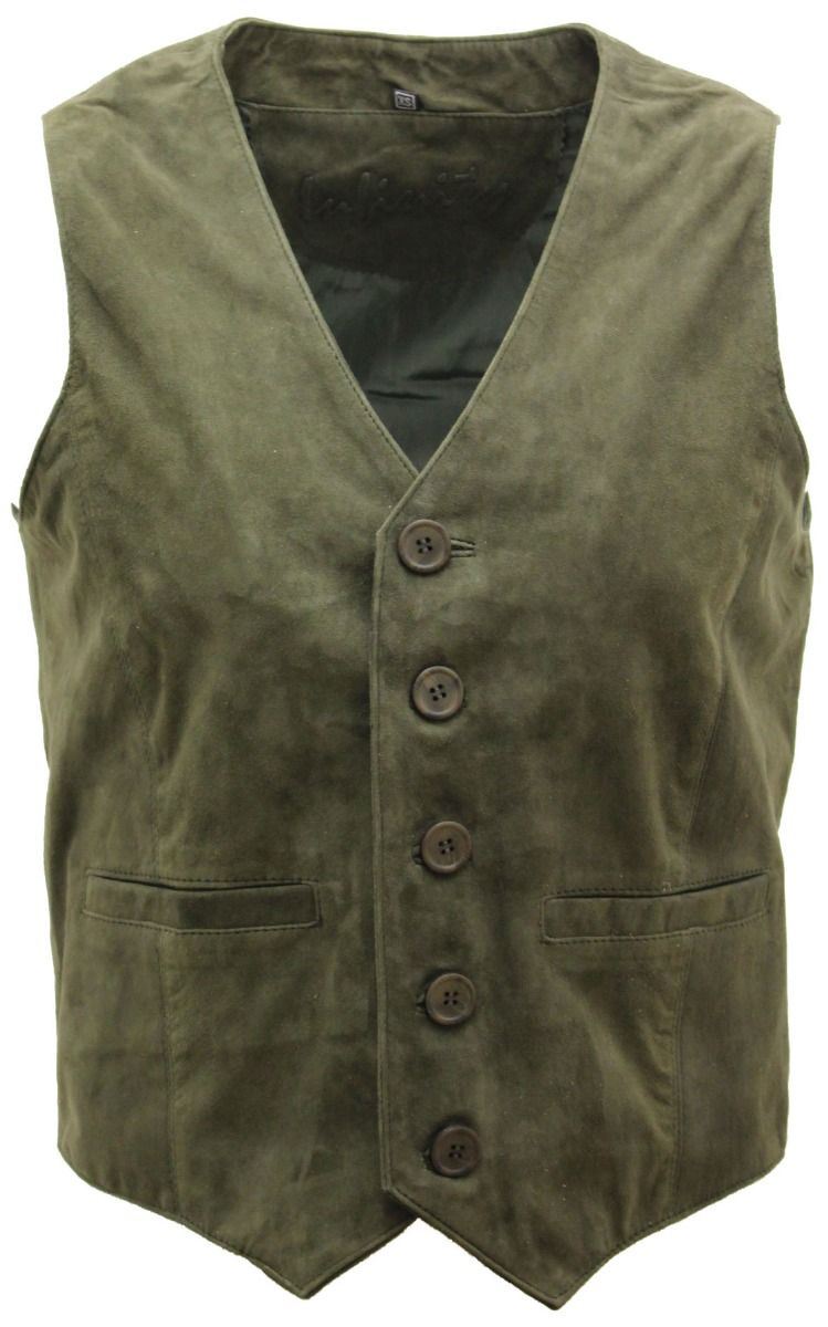 Mens Soft Suede Leather Waistcoat-Grays