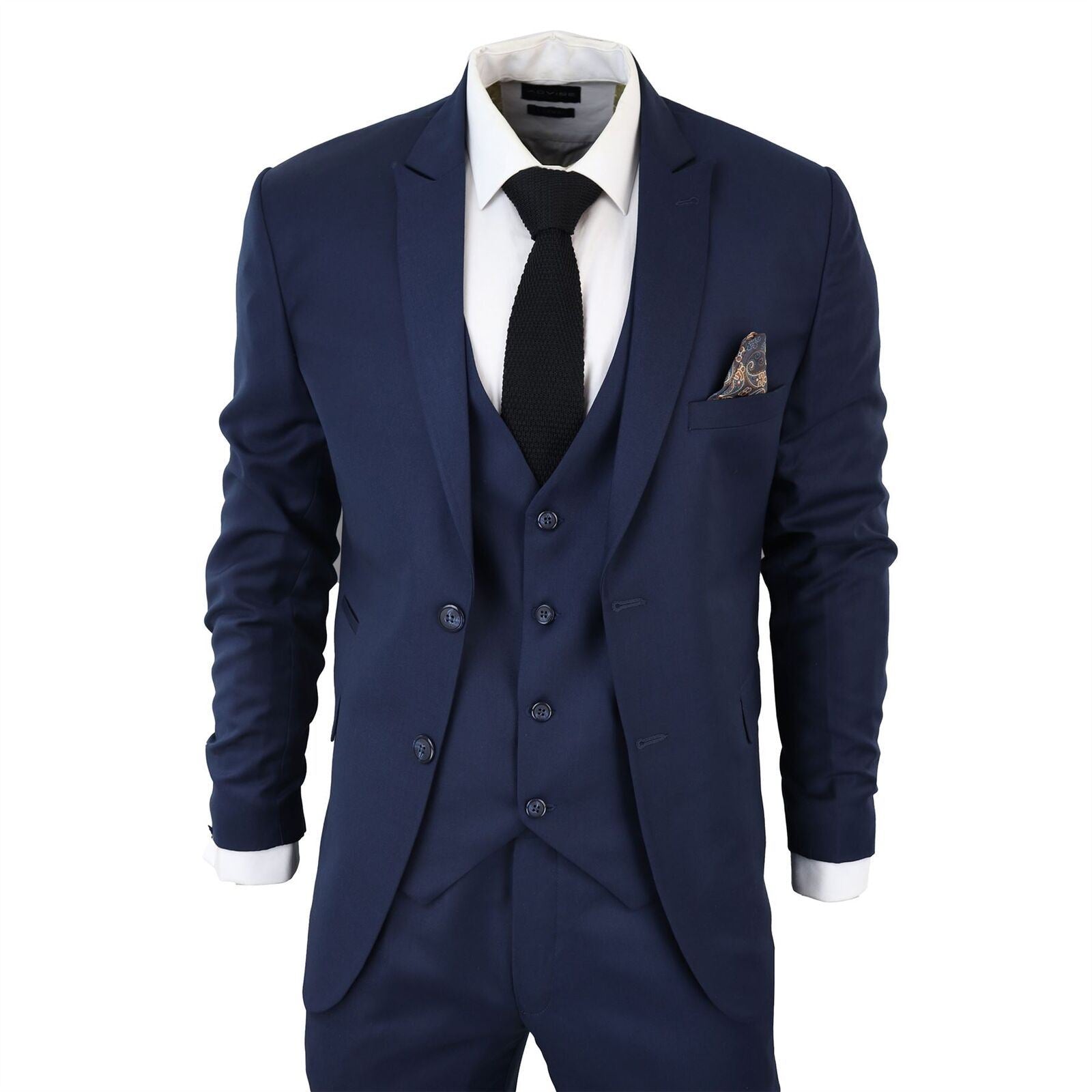 Mens IM1 Classic Plain Navy 3 Piece Suit
