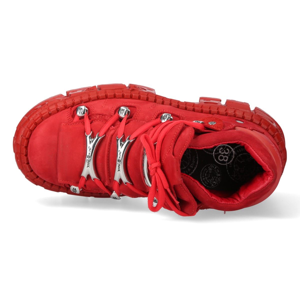 New Rock M-106WALL-C13 Metallic Red Leather Gothic Ankle Boots