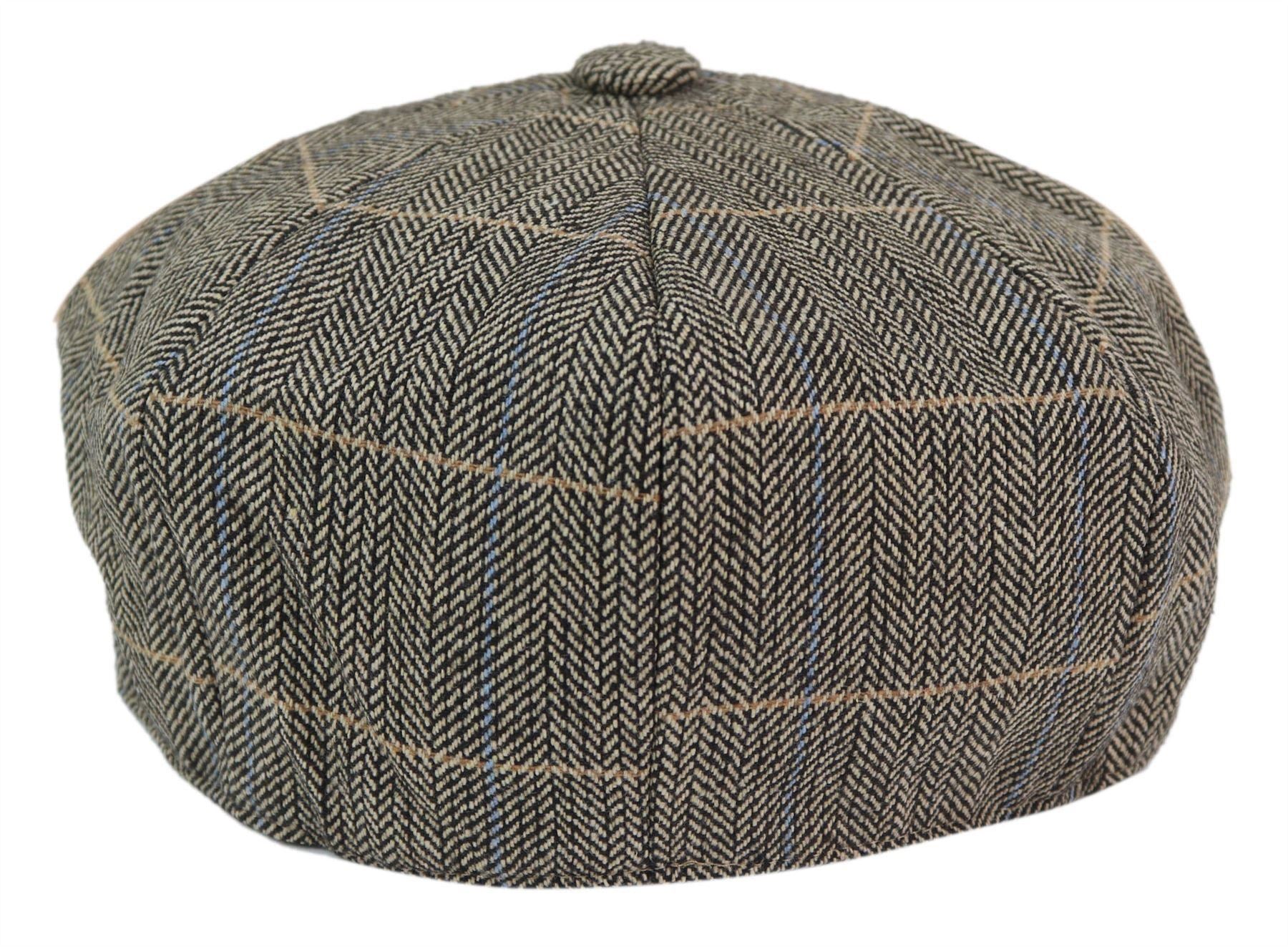 Mens Peaky Blinders Herringbone Newsboy Gatsby Flat Baker Hat