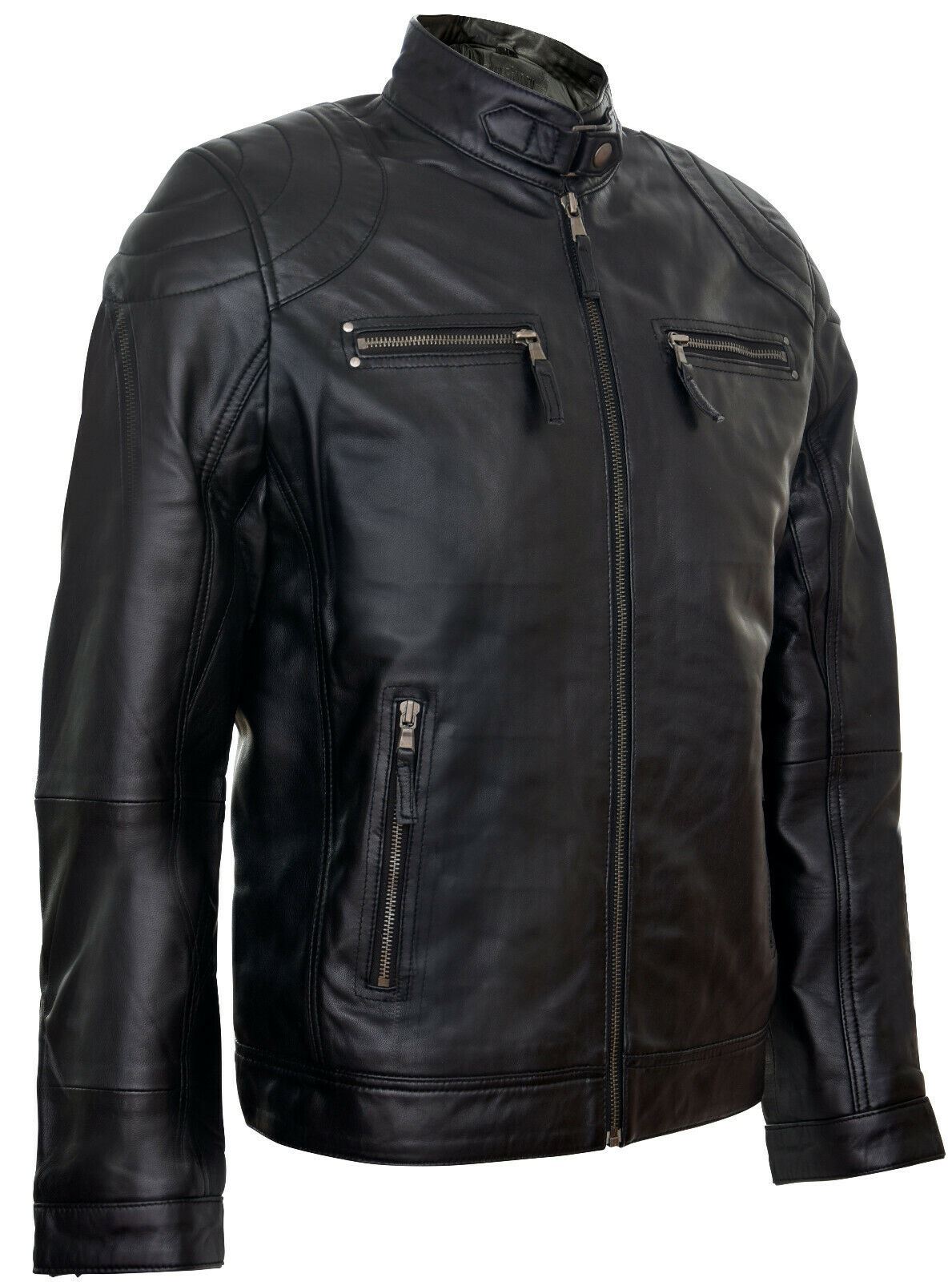 Mens Versatile Moto Leather Biker Jacket-Stapleford