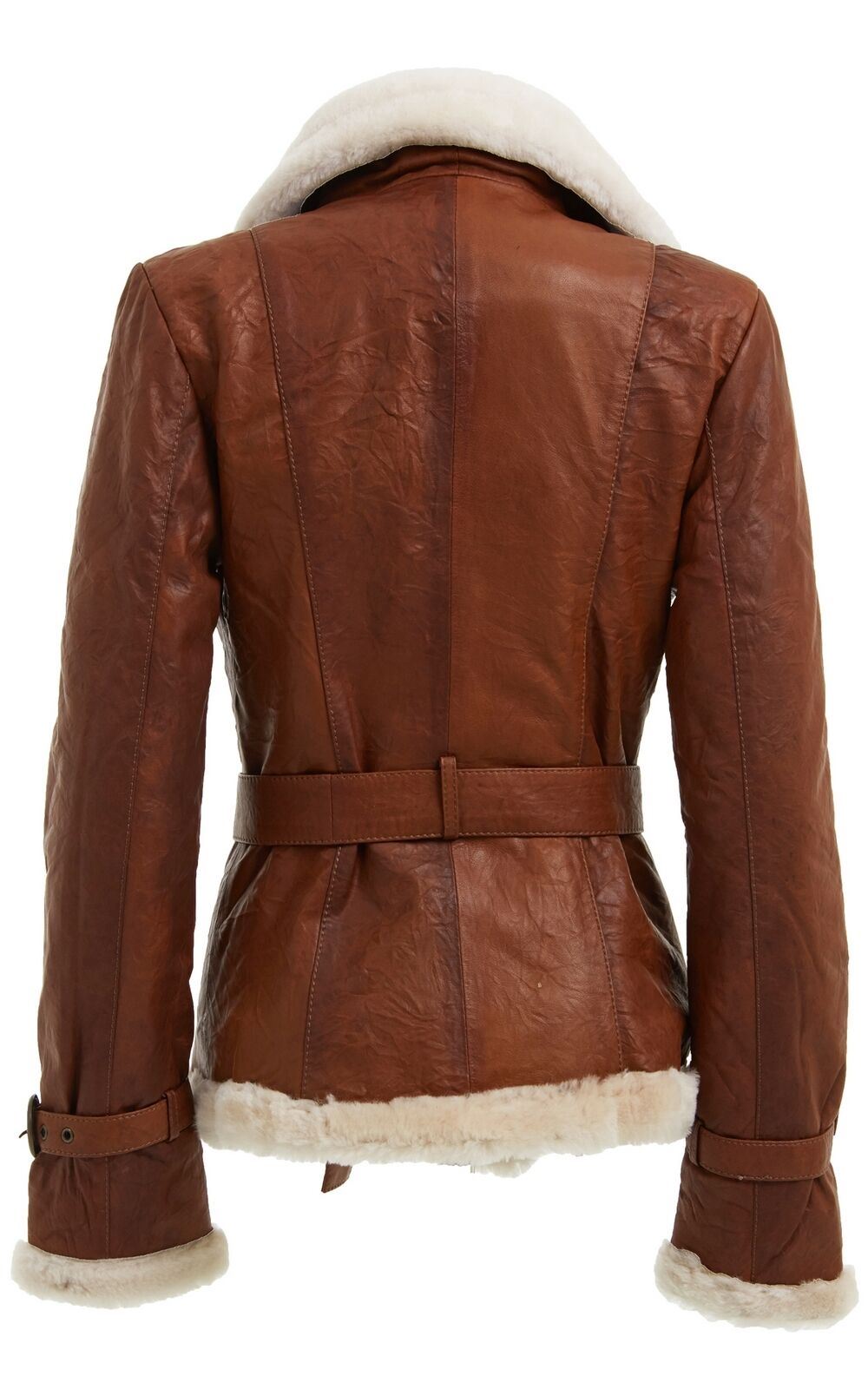 Womens Double Breasted Sheepskin Aviator Jacket-Petersfield