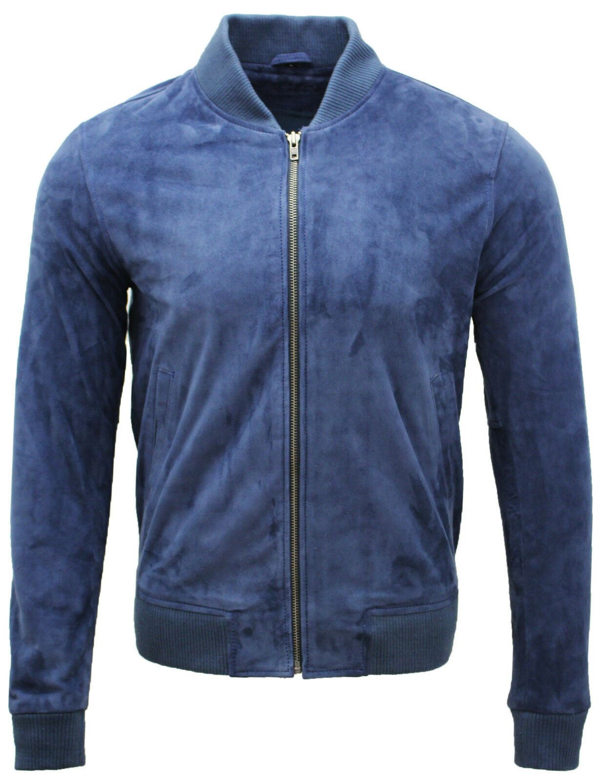 Mens Suede Varsity Leather Bomber Jacket-Castleford - Upperclass Fashions