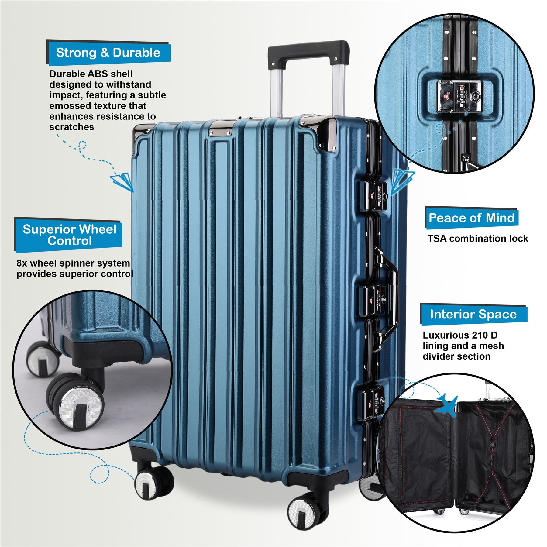 Airdrie Cabin Hard Shell Suitcase in Blue