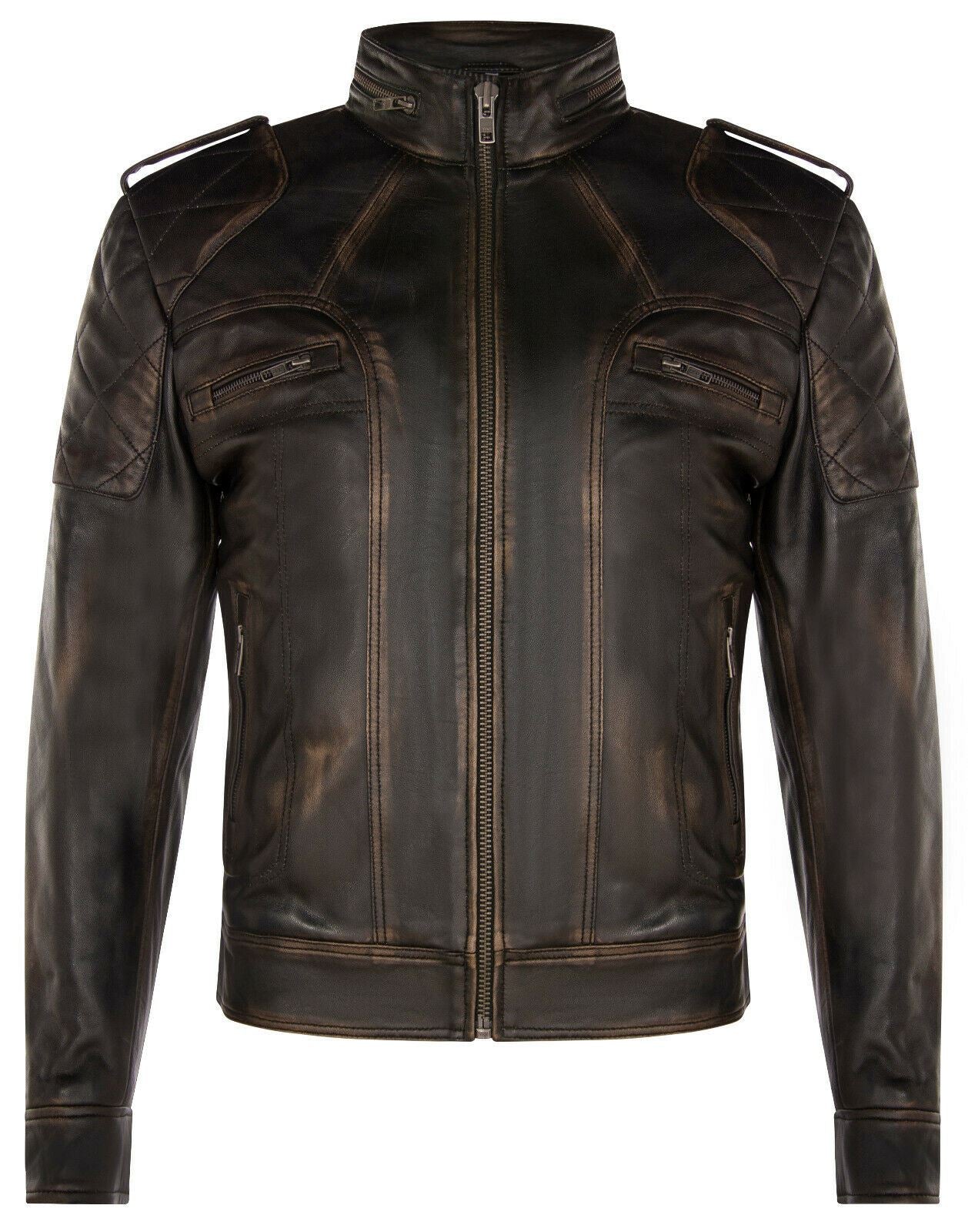 Mens Vintage Leather Biker Jacket-Sale