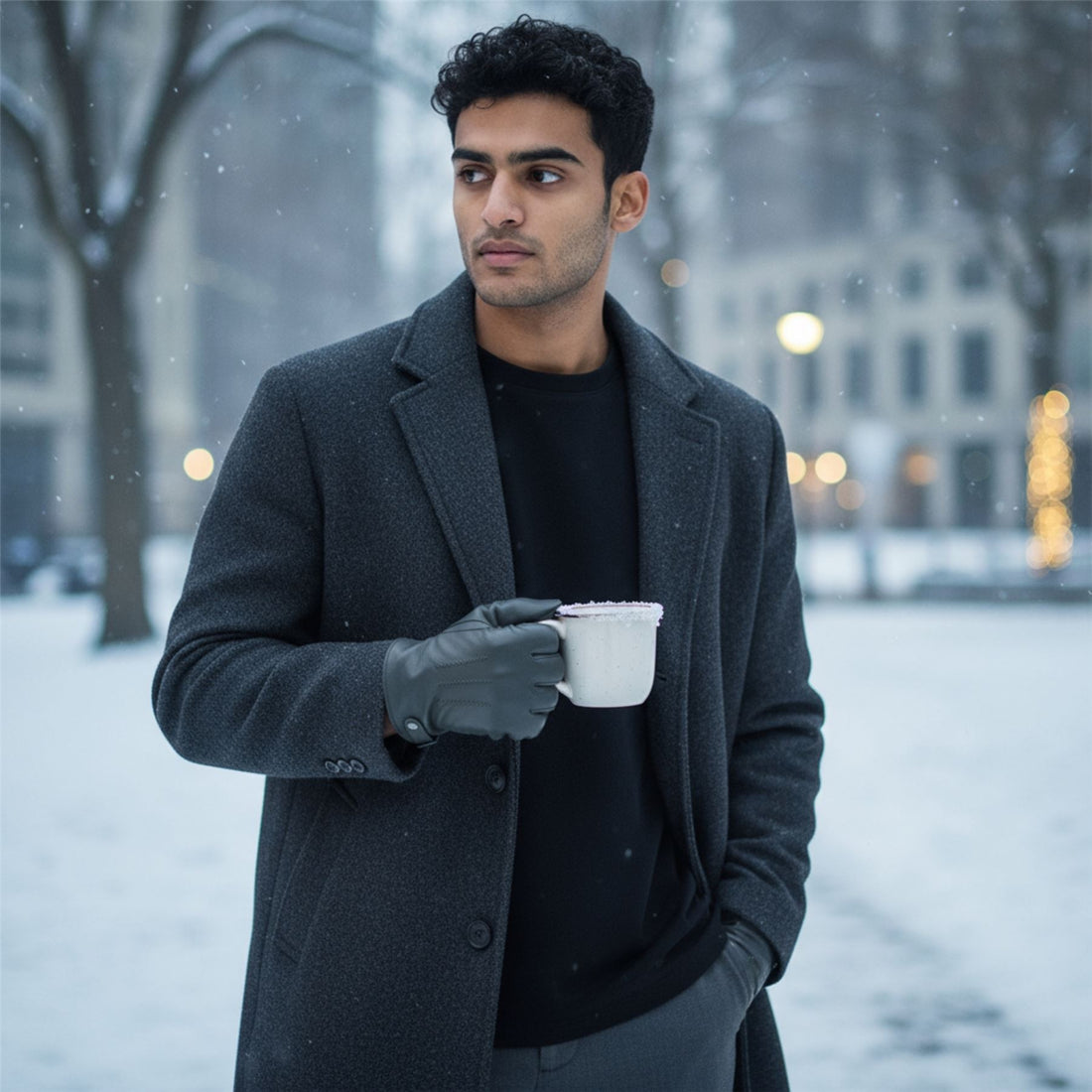 Men’s Italian Leather Warm Wool-Lined Winter Gloves - M-LGV-505