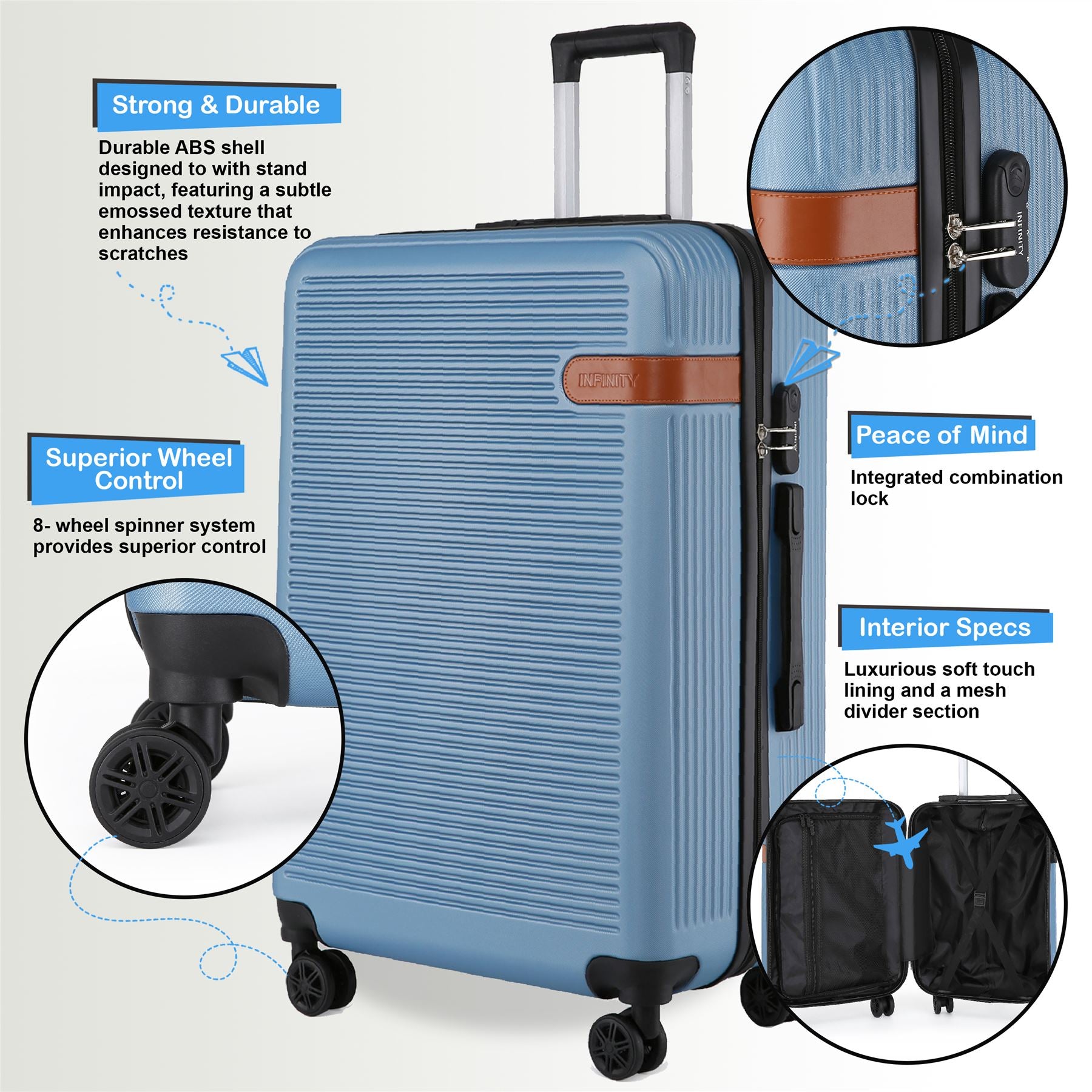 Calgary Medium Hard Shell Suitcase in Blue