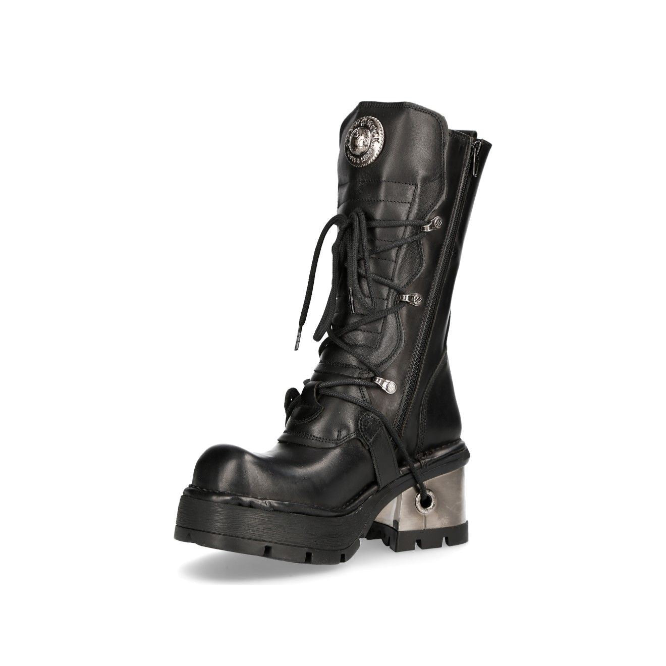 New Rock Women’s Leather Gothic Mid-Calf Boots-373-S33