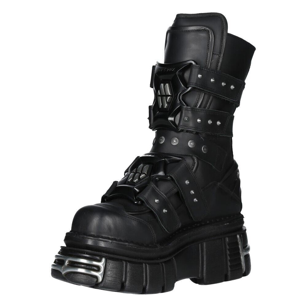 New Rock Goth Platform Leather Boots-M-MET422-S1 - Upperclass Fashions 
