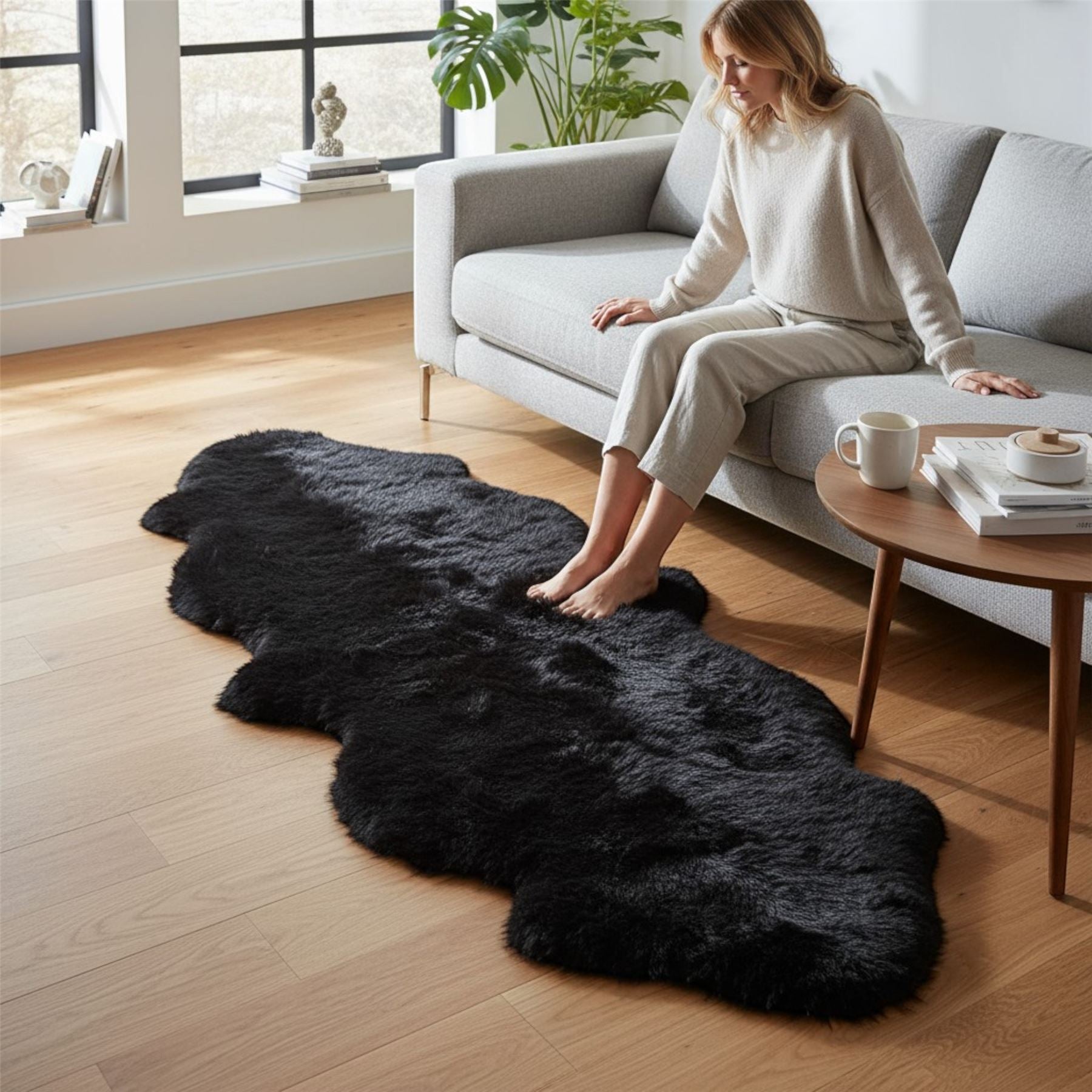 Genuine Sheepskin Double Natural Fluffy Silky Soft Real Wool Rug