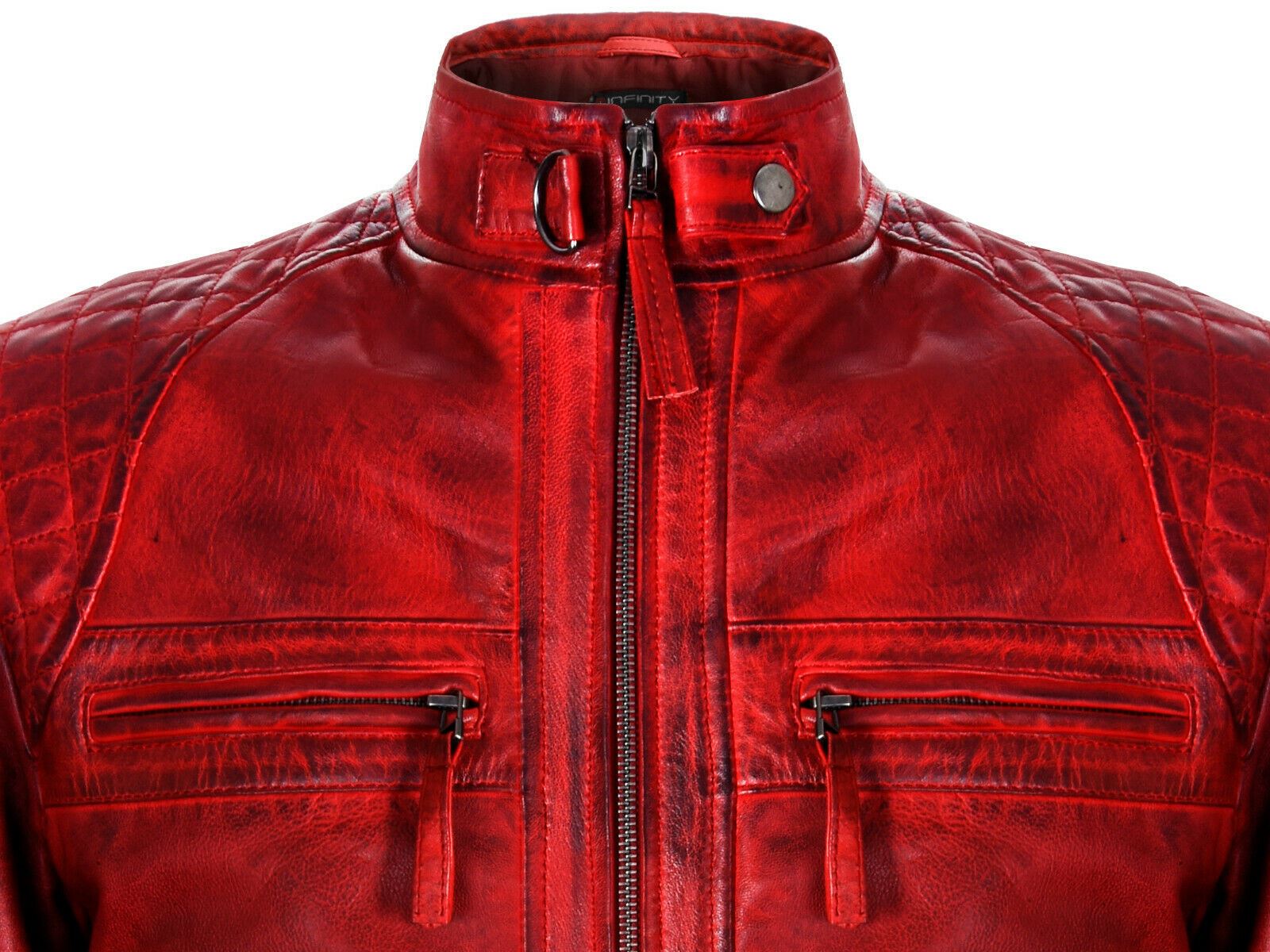 Men Classic Leather Quilted Biker Jacket-Silsden