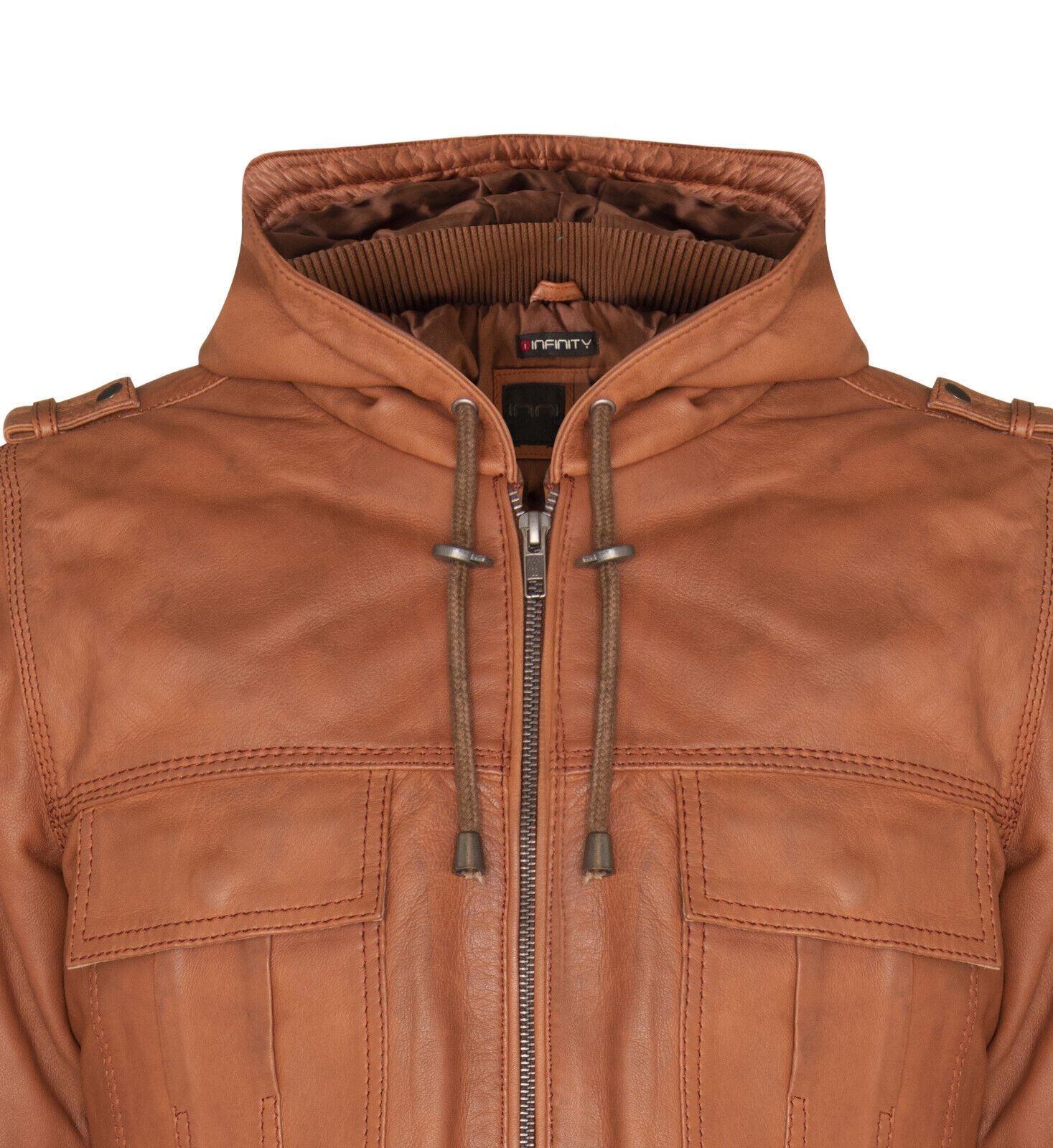 Mens Leather Hooded Varsity Jacket - Cullompton