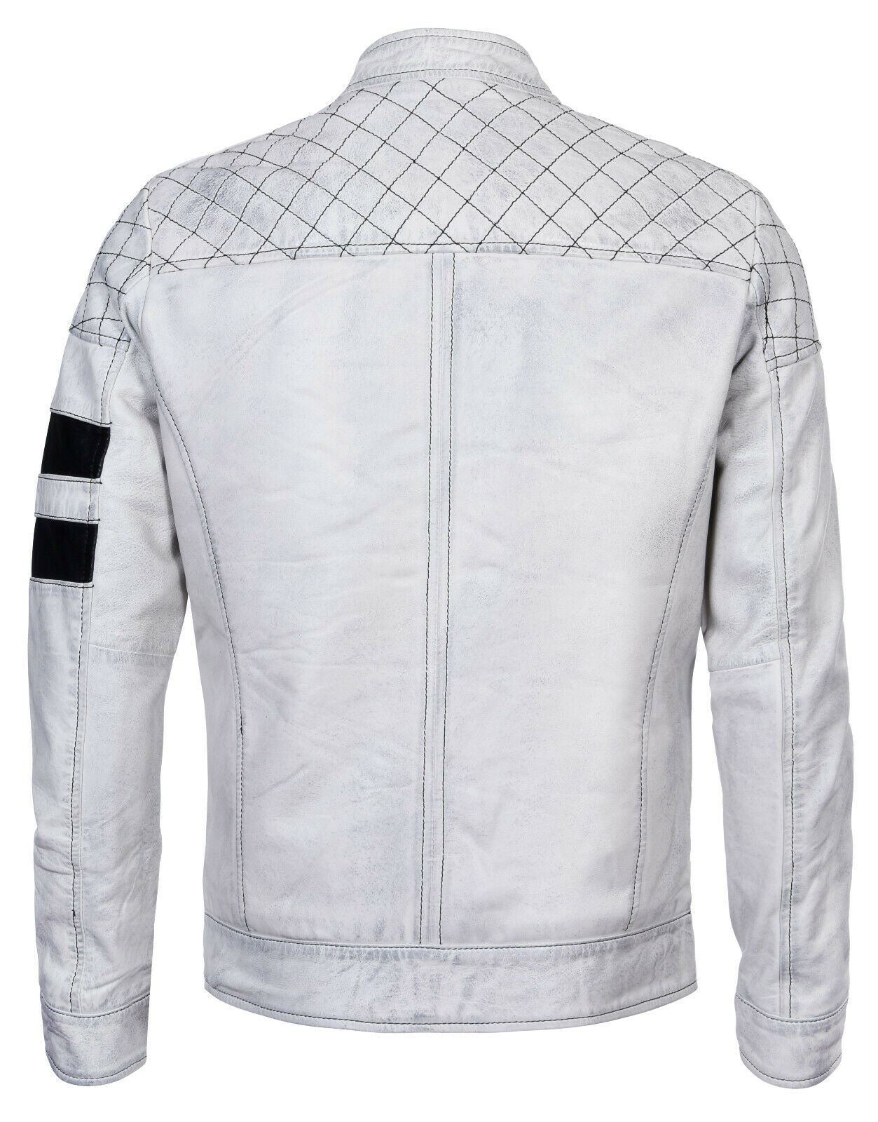 Mens Vintage Quilted Leather Biker Jacket-Southwell