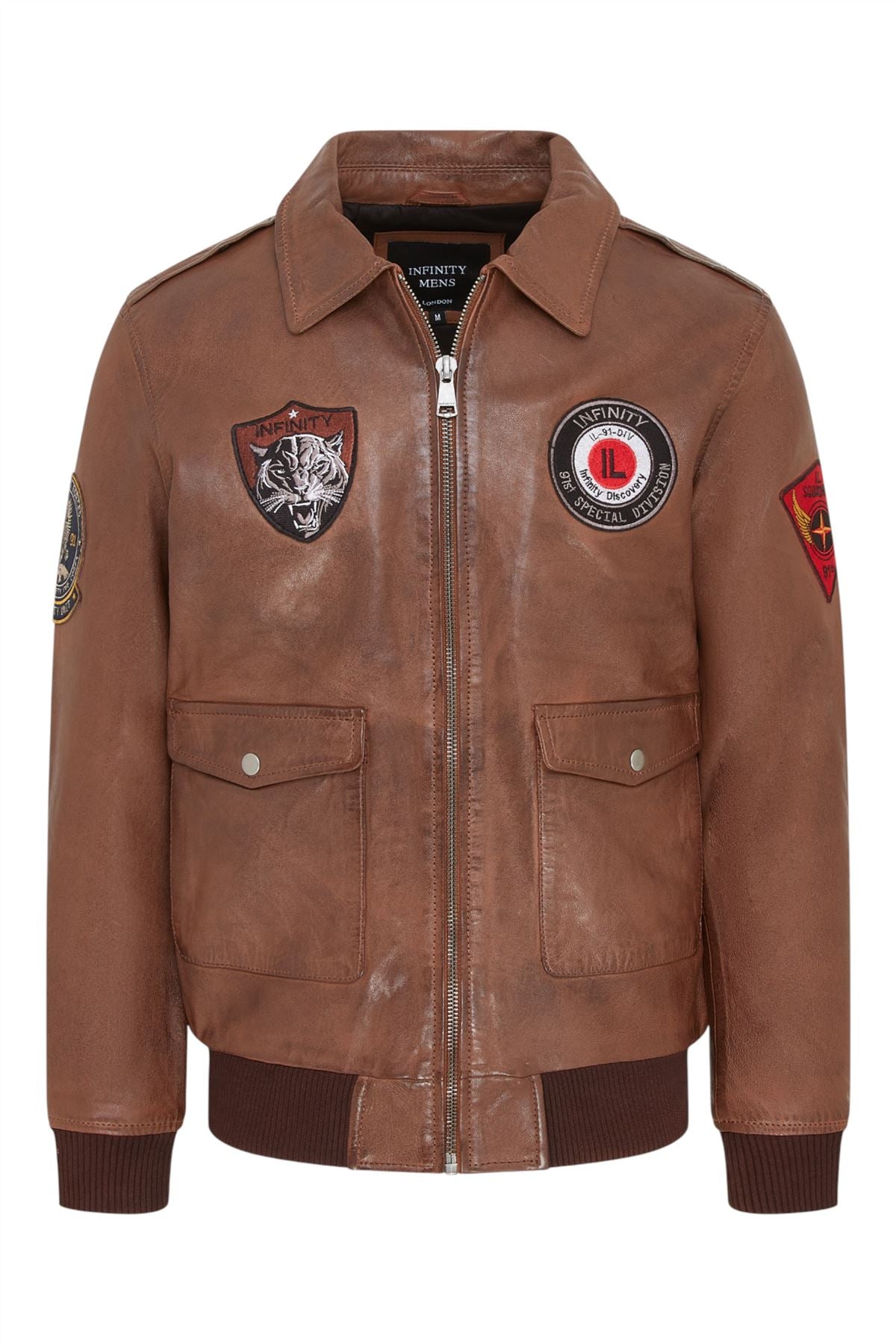 Men’s Leather Bomber G-1 Aviator Collar Jacket - Maverick