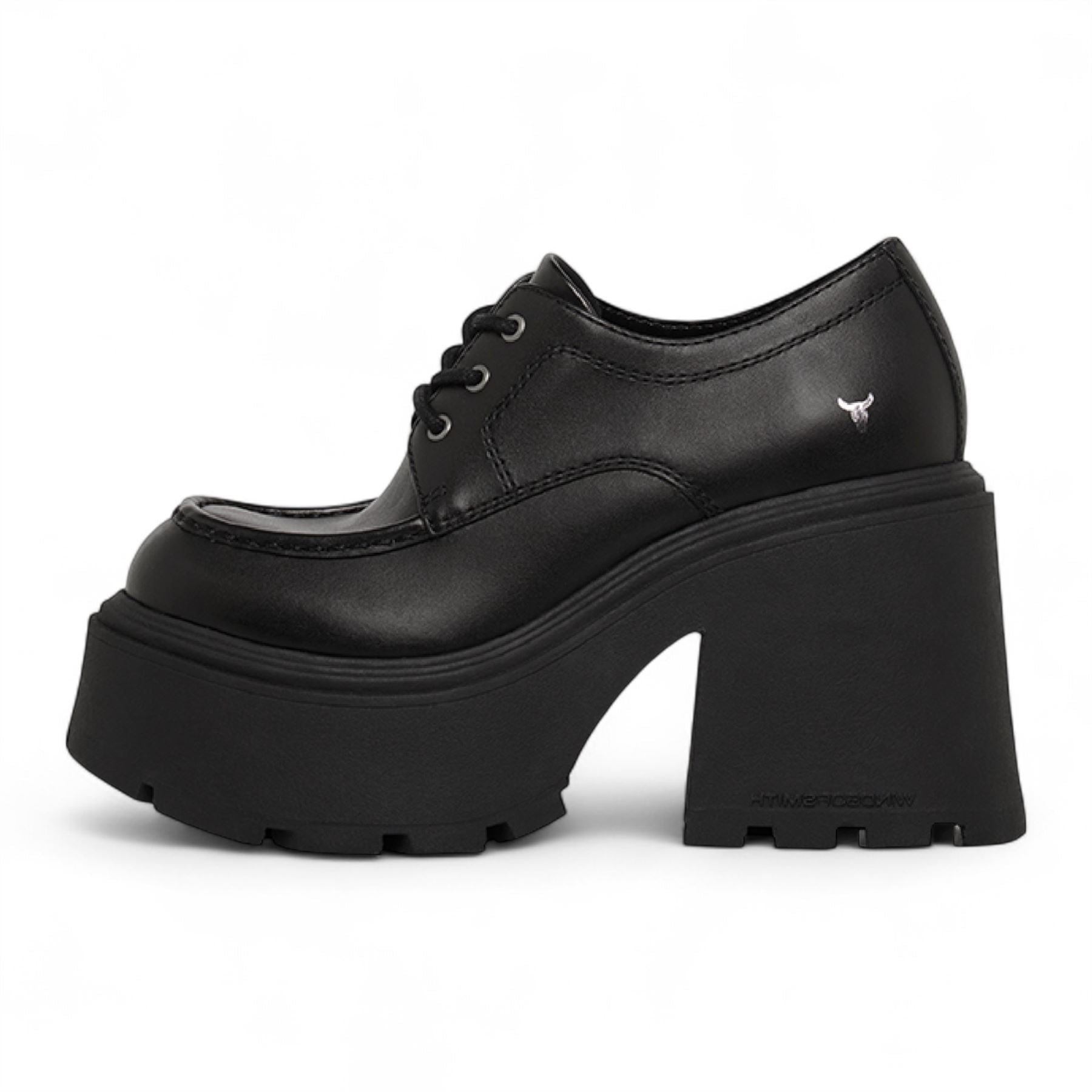 Windsorsmith Womens Black Leather Chunky Platform Lace-Up Shoes - Starcrossed