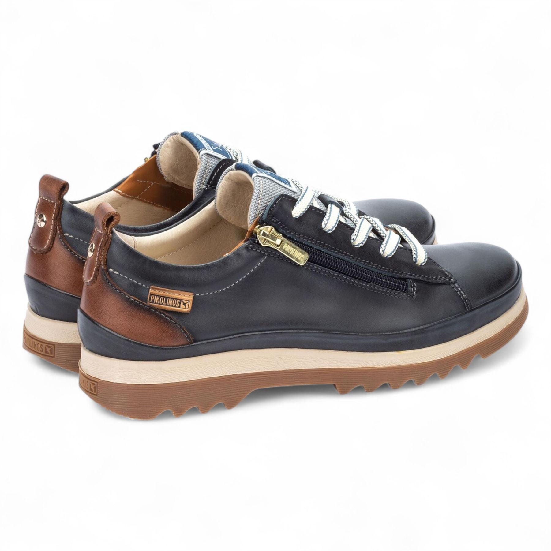 Pikolinos Women’s Ocean Blue Leather Laces & Zipper Trainers - Vigo
