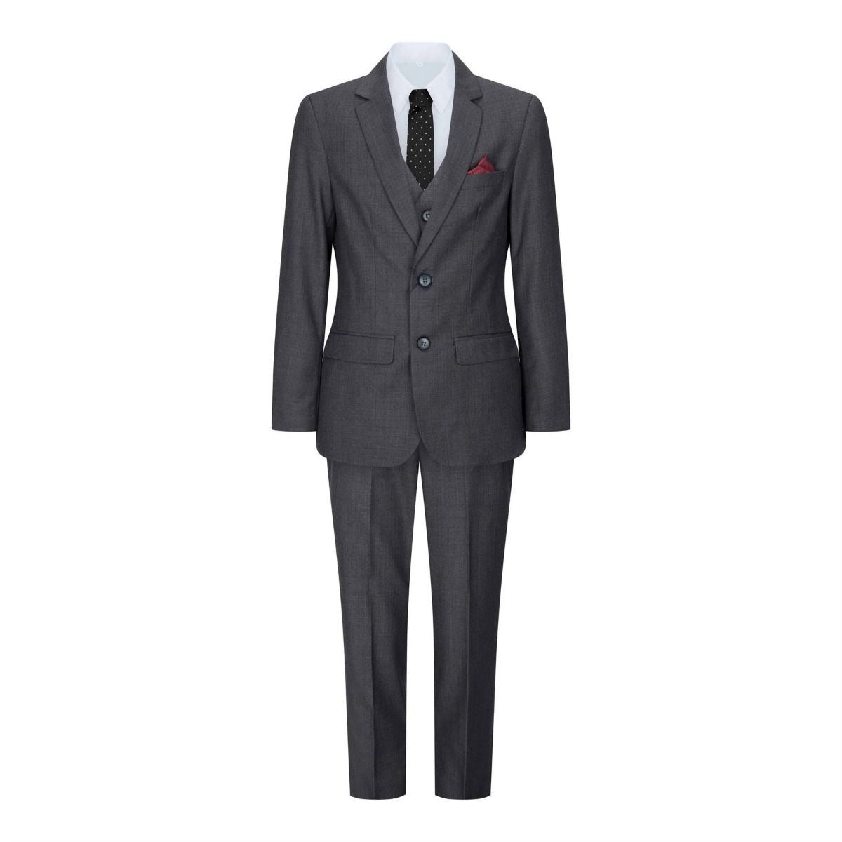 Boys 3 Piece Charcoal Grey Classic Retro Suit
