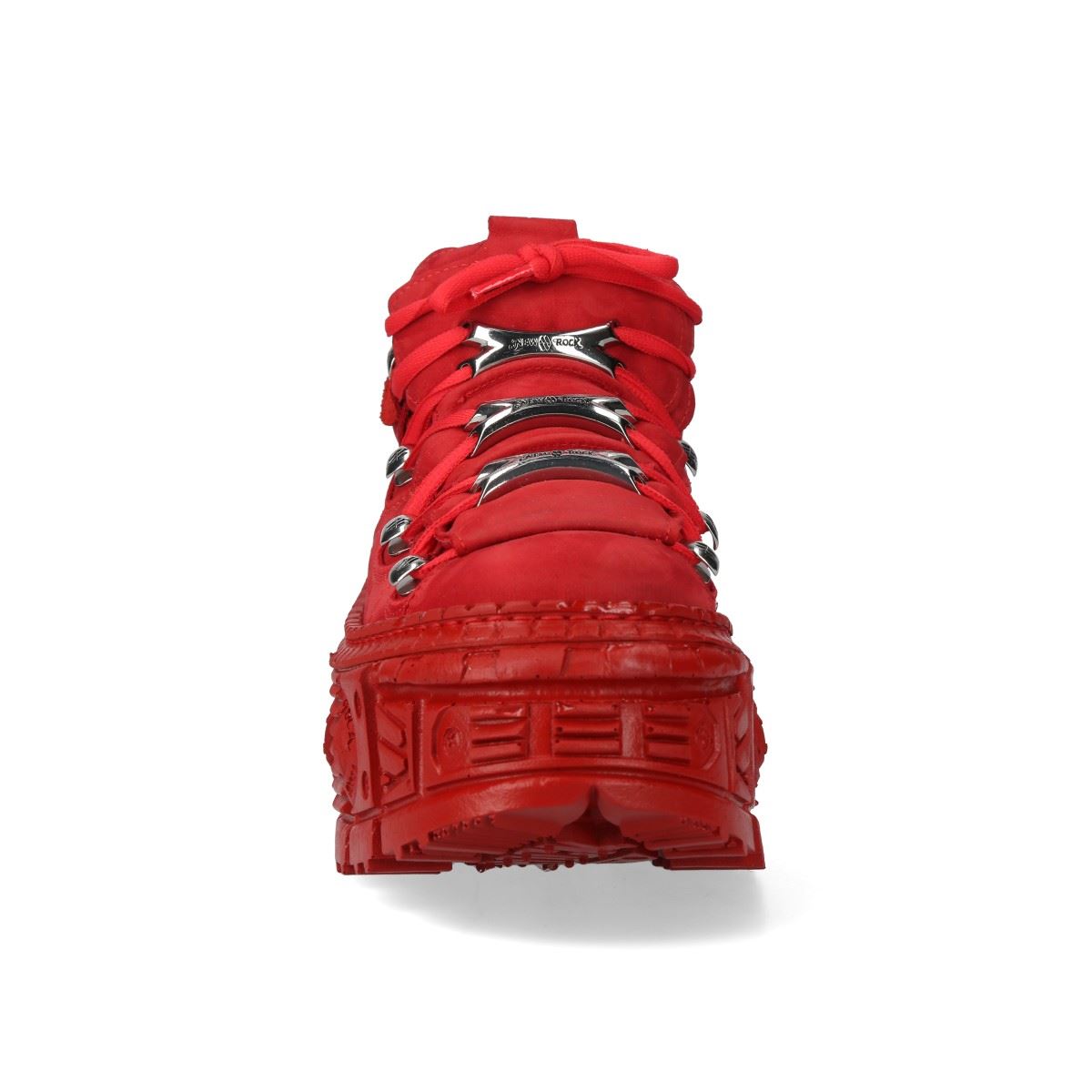 New Rock M-106WALL-C13 Metallic Red Leather Gothic Ankle Boots