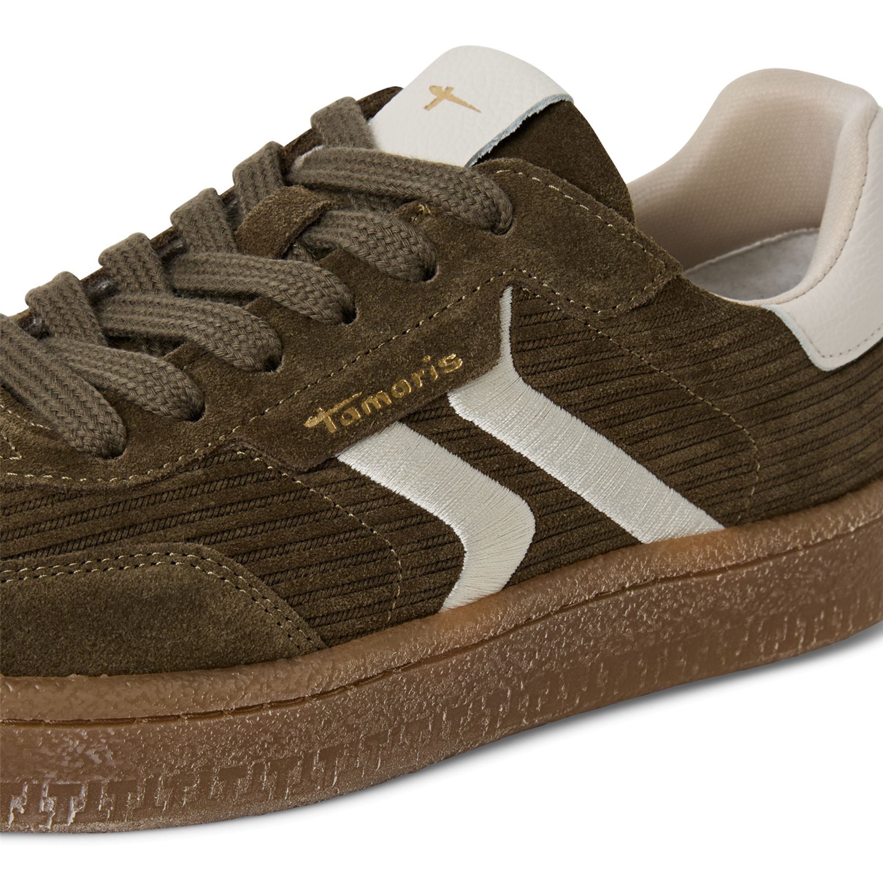 Tamaris Womens Olive Green Suede Leather Fashion Lace Up Sneakers