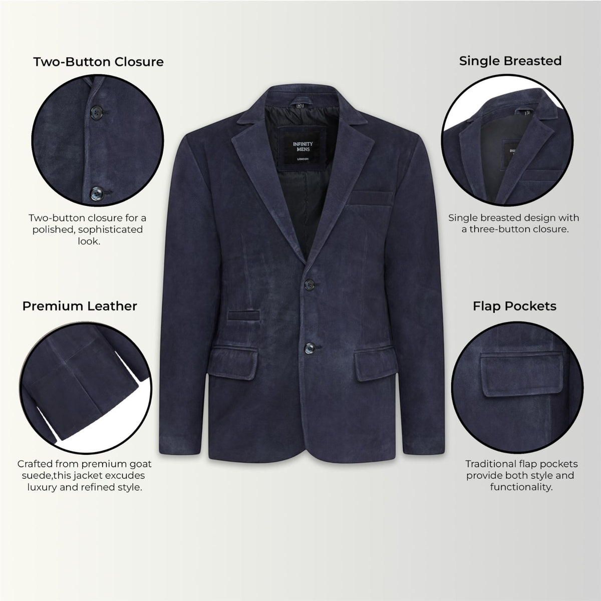 Mens Slim Goat Suede Italian Blazer Jacket-Somero