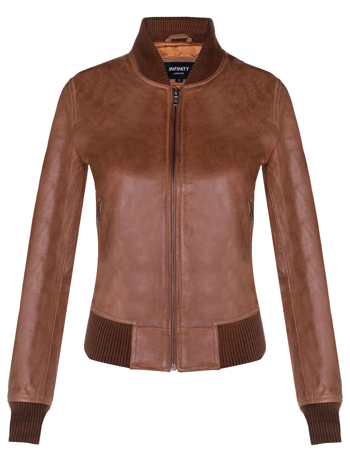 Womens Classic MA-1 Leather Bomber Jacket-Newcastle