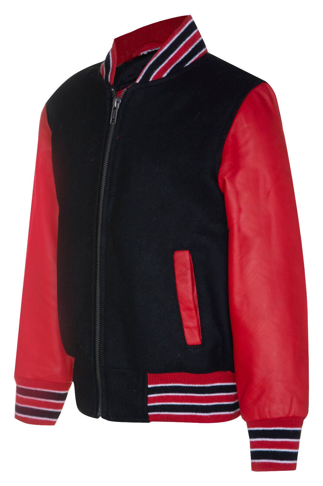 Kids Varsity Bomber Jacket with Real Leather Sleeves 3-13 yrs