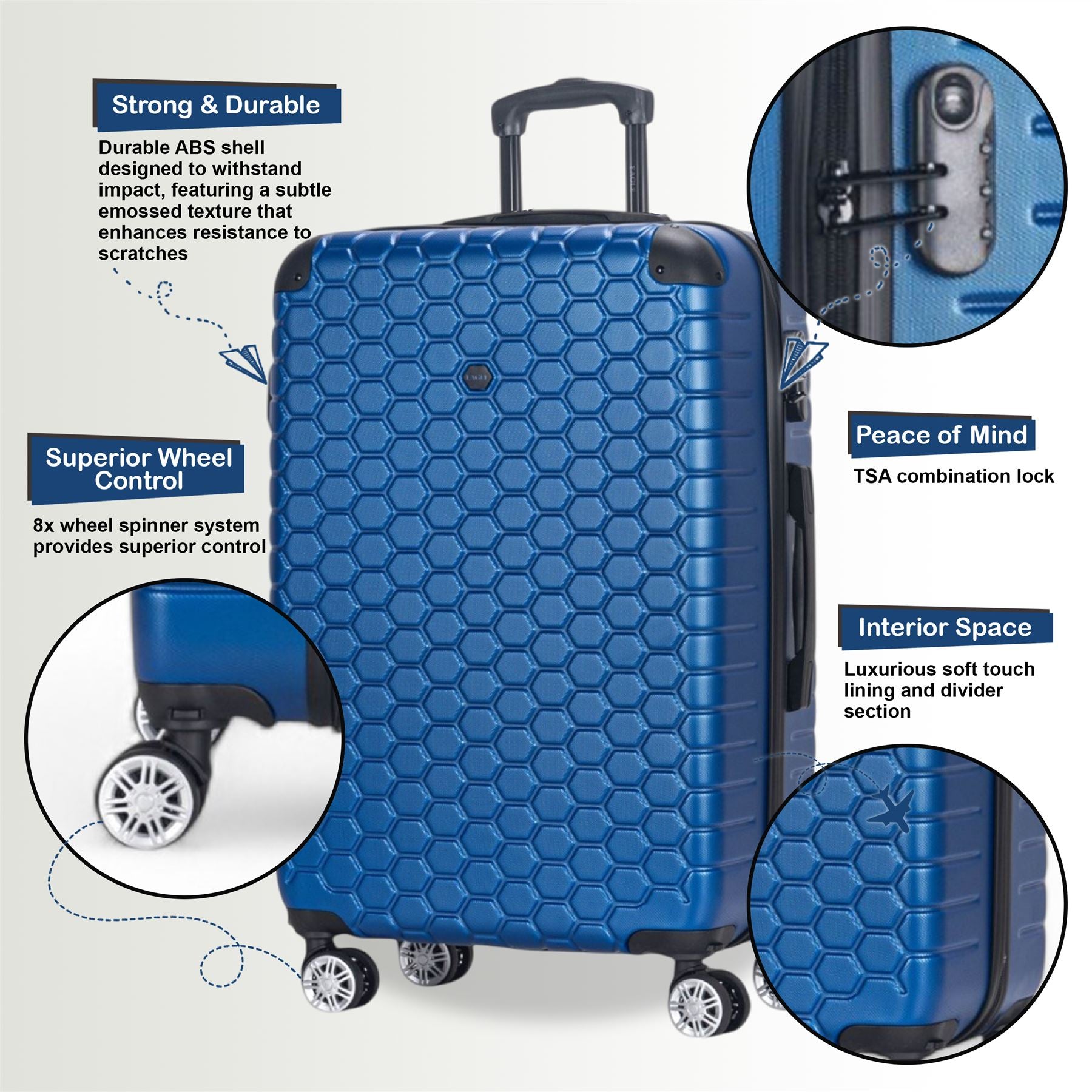Noda Large Hard Shell Suitcase in Blue