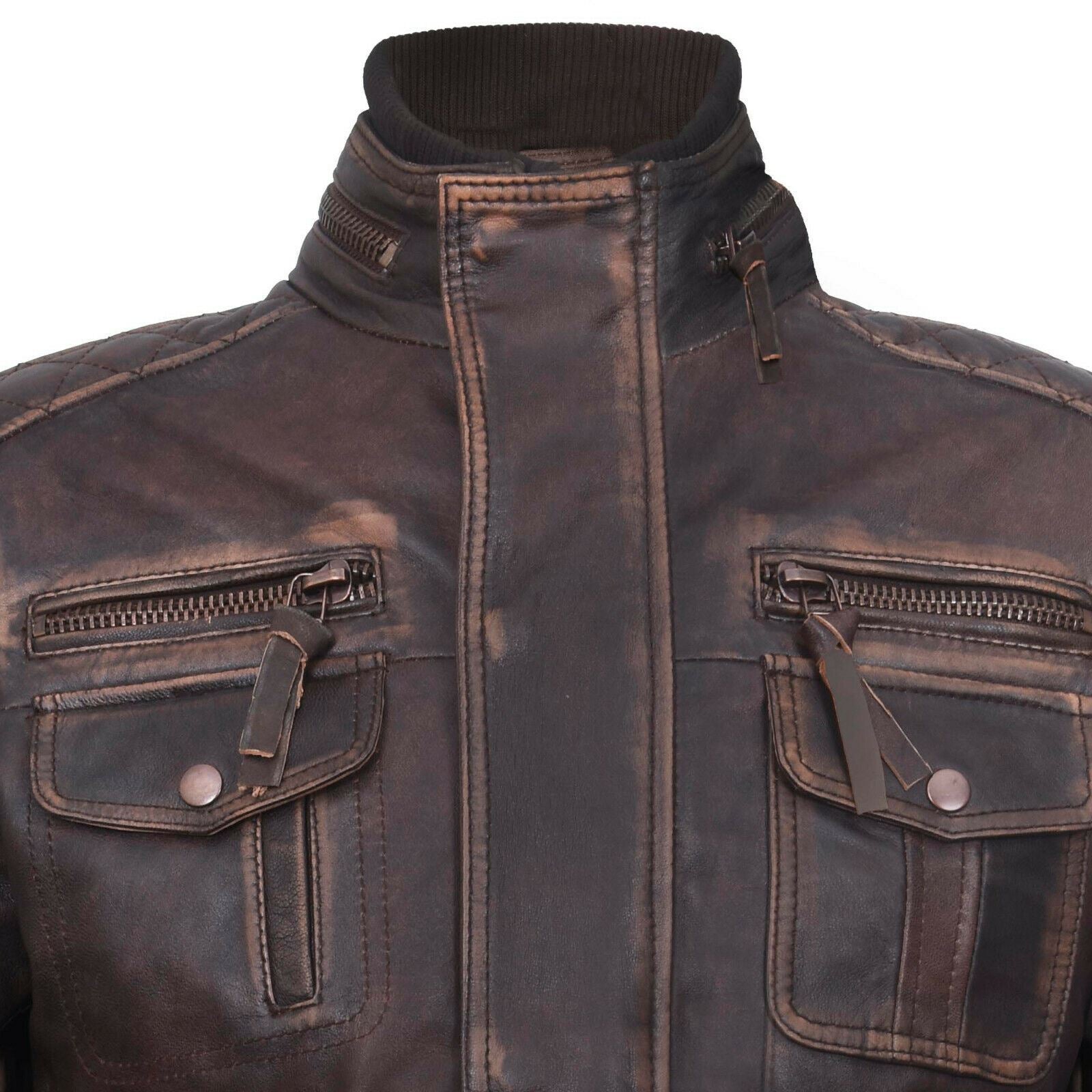 Mens Classic Leather Biker Jacket-Shildon