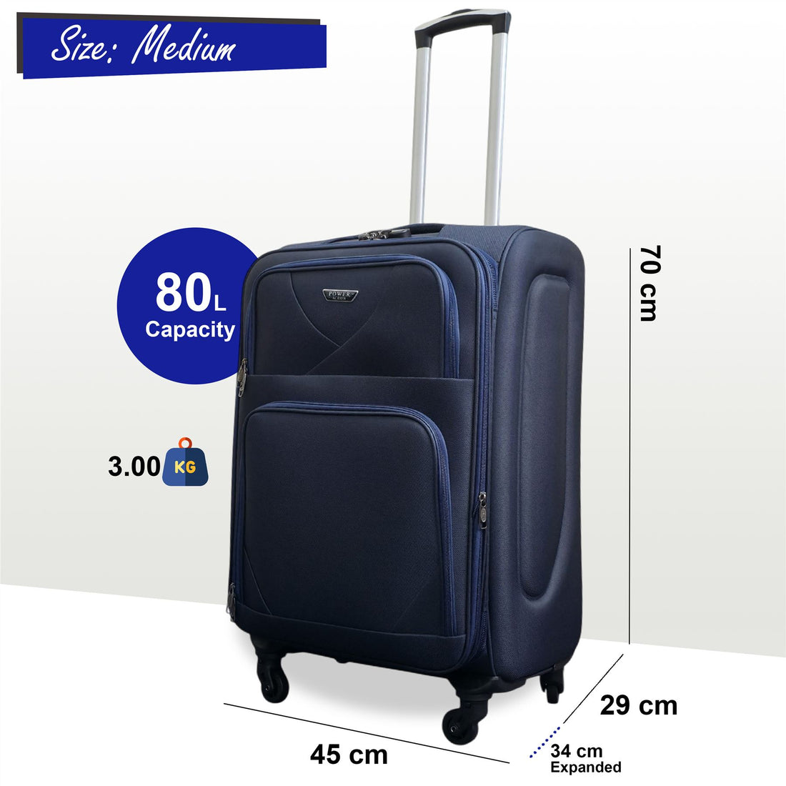 Nagoya Medium Soft Shell Suitcase in Navy
