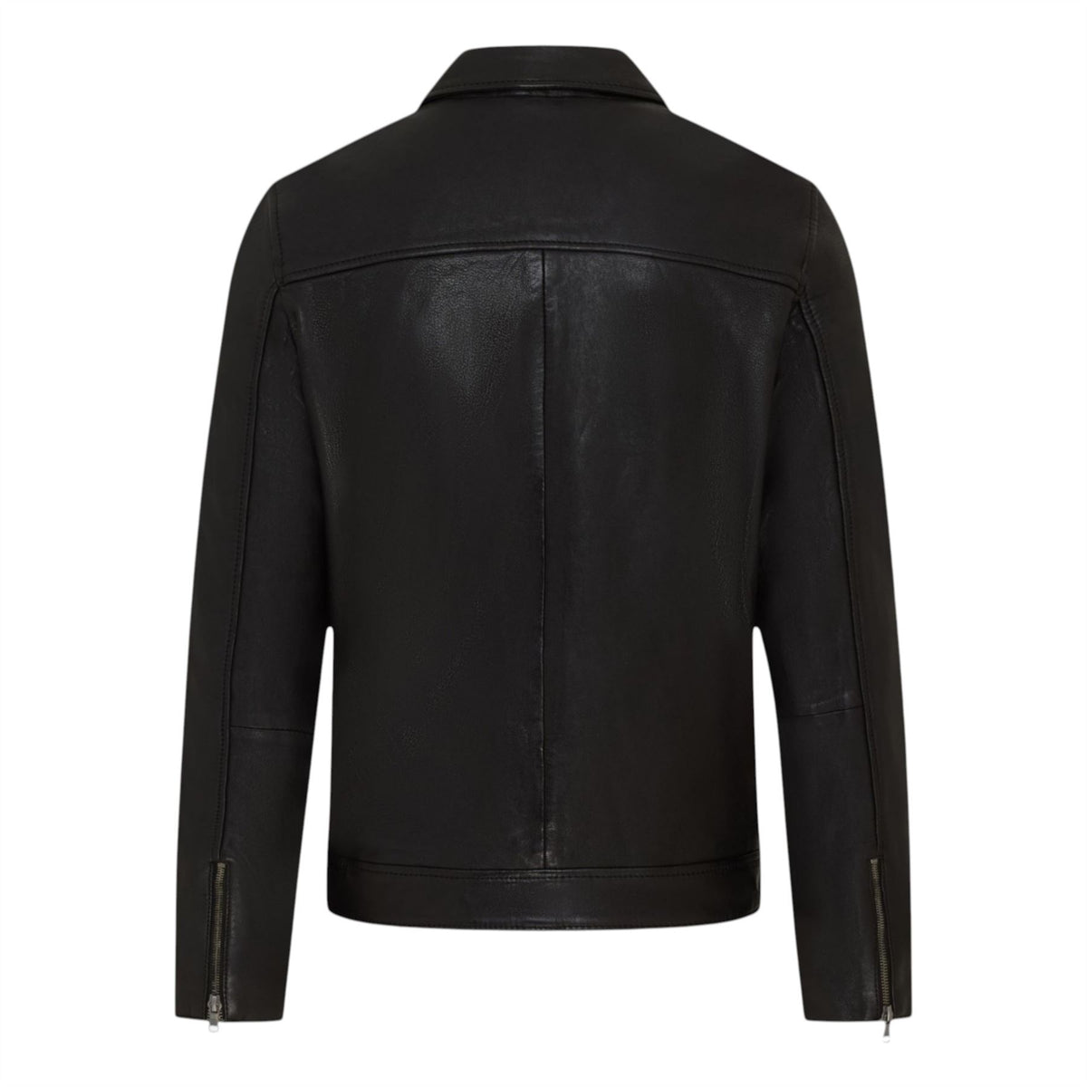 Mens Leather Harrington Collar Biker Jacket - Alpha