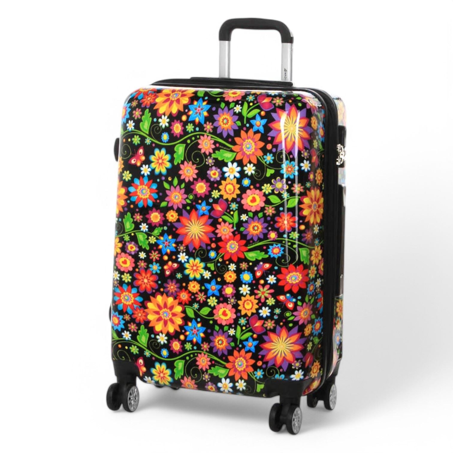 Ballina Medium Hard Shell Suitcase in Black Flower