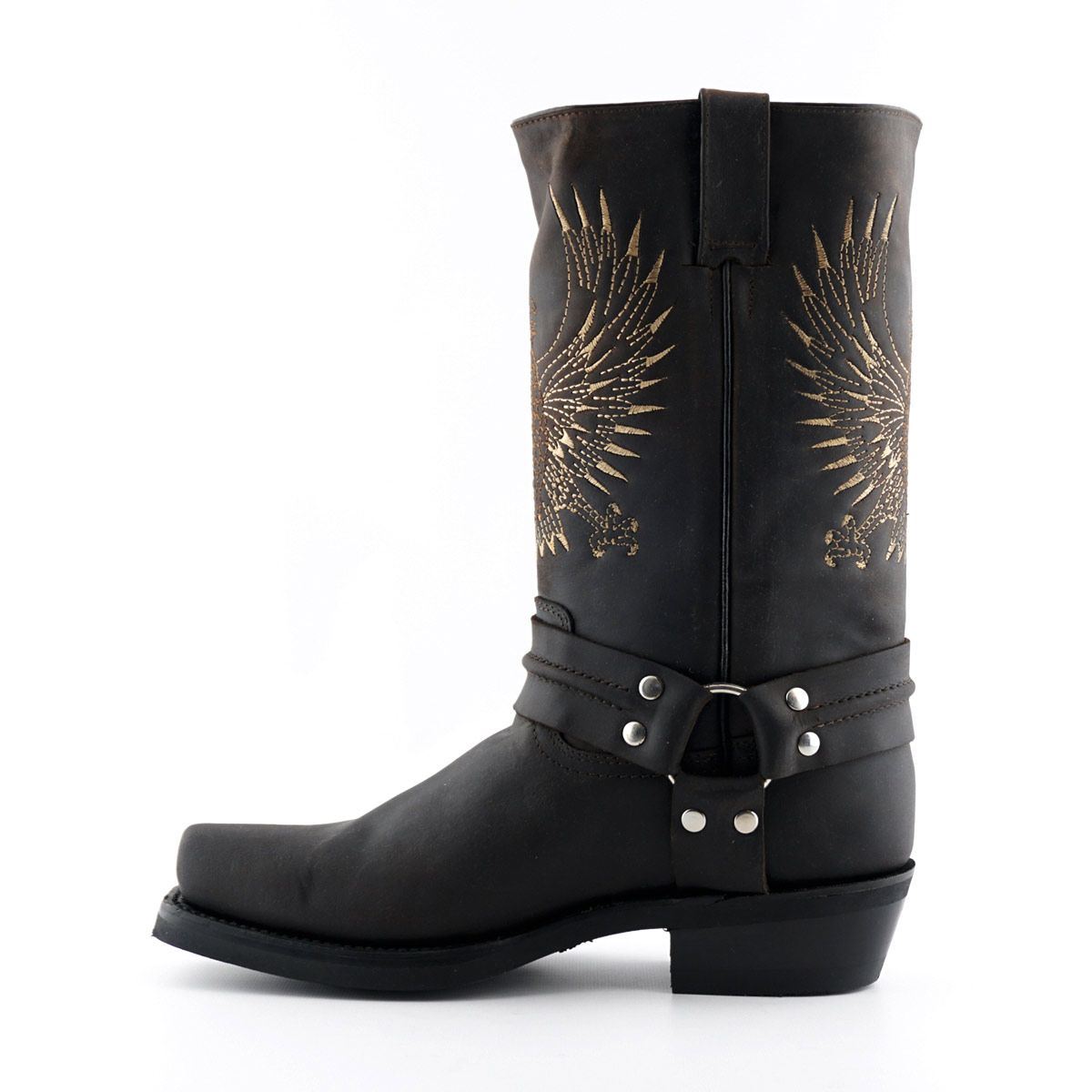 Grinders Mens Brown Leather Cowboy Boots-Bald Eagle
