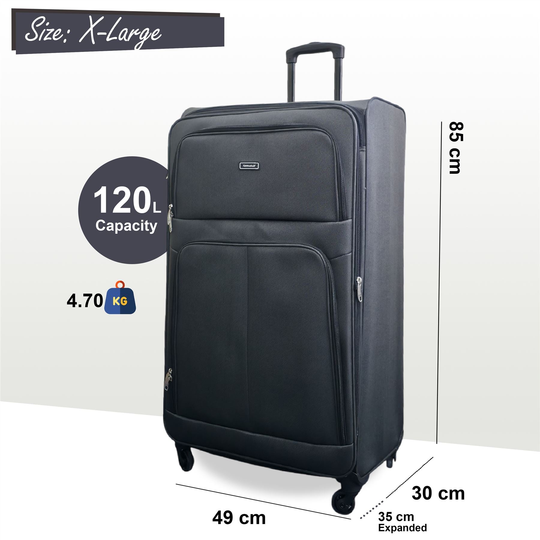 Tahara X-Large Soft Shell Suitcase in Grey