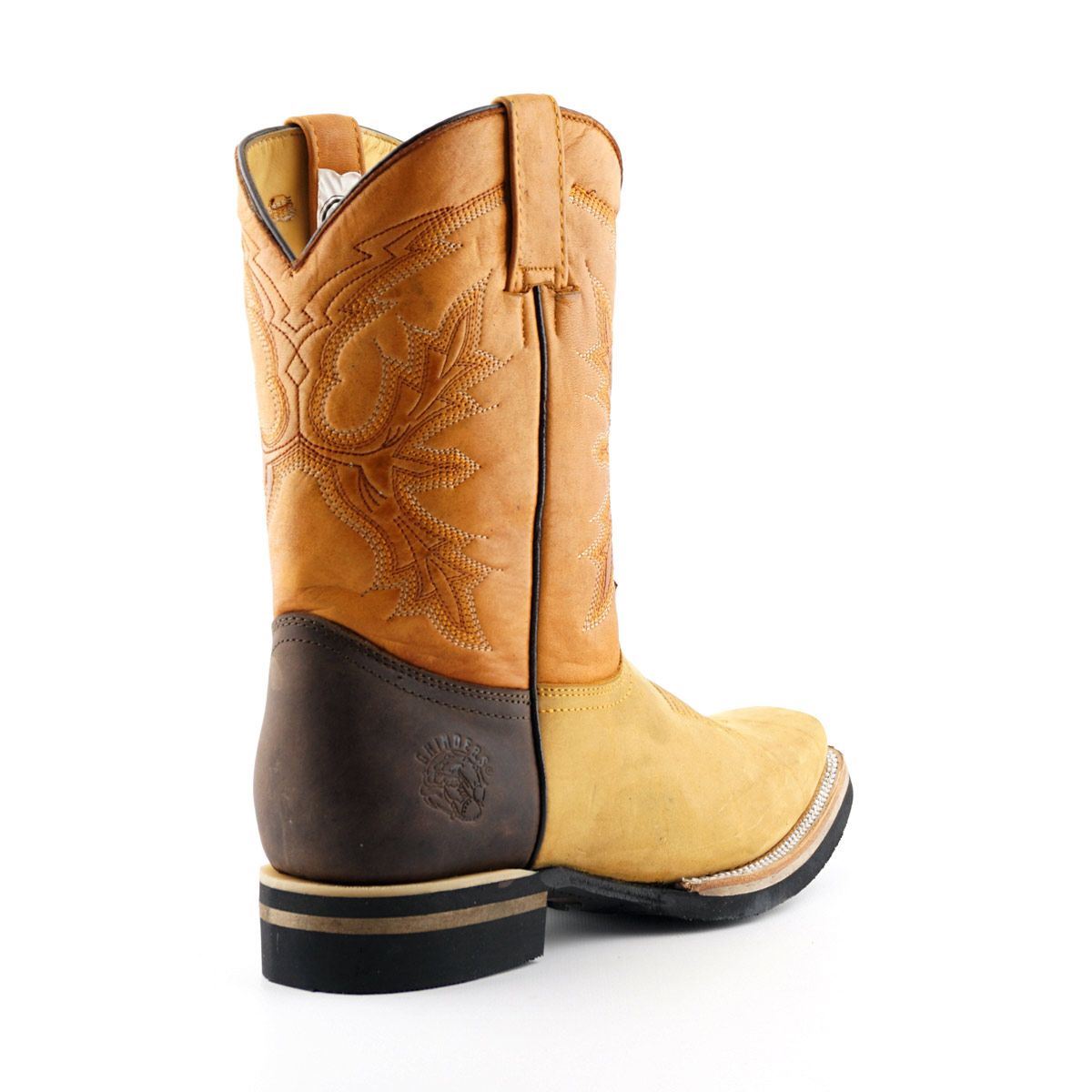 Grinders Tan Mid-Calf Cowboy Leather Boots- El Paso