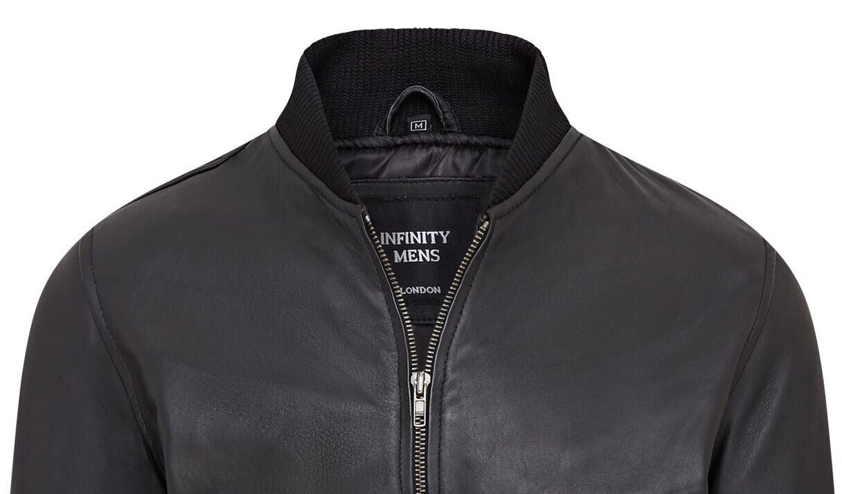 Mens Soft Leather MA-1 Varsity Bomber Jacket - Uppingham